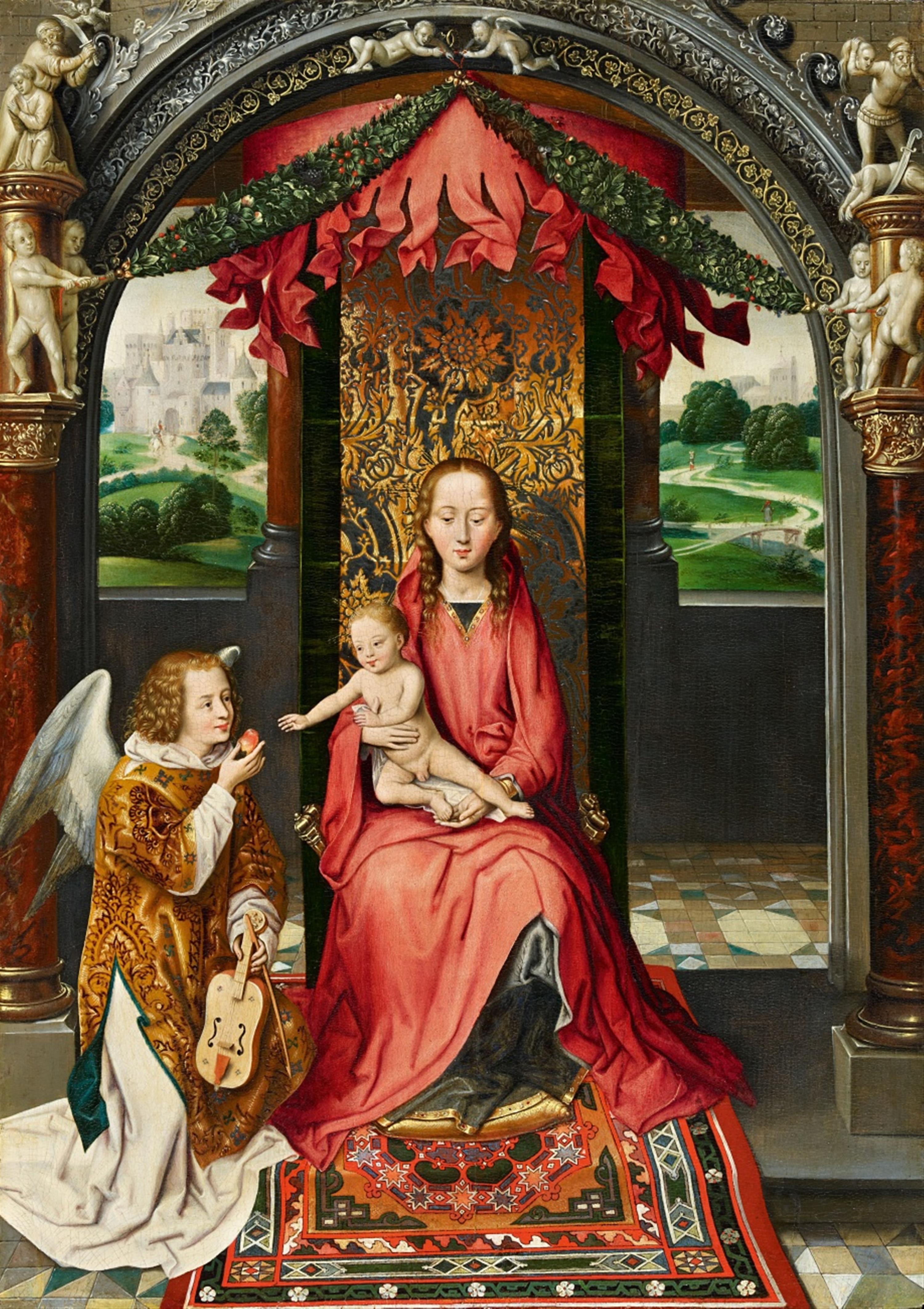 Hans Memling, follower of - The Virgin and Child with a Musical Angel - image-1