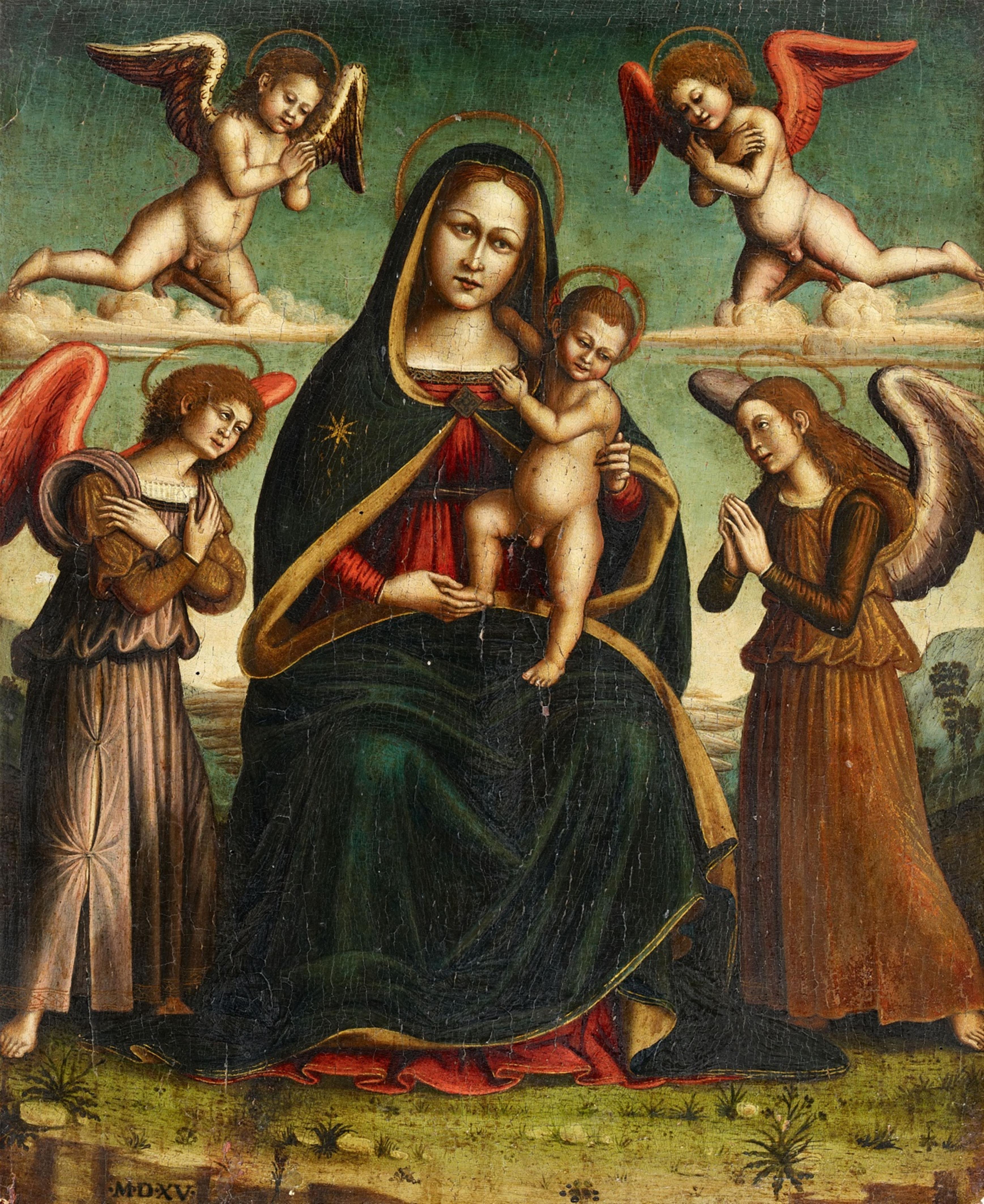School of Cremona 16th century - The Virgin with Angels - image-1