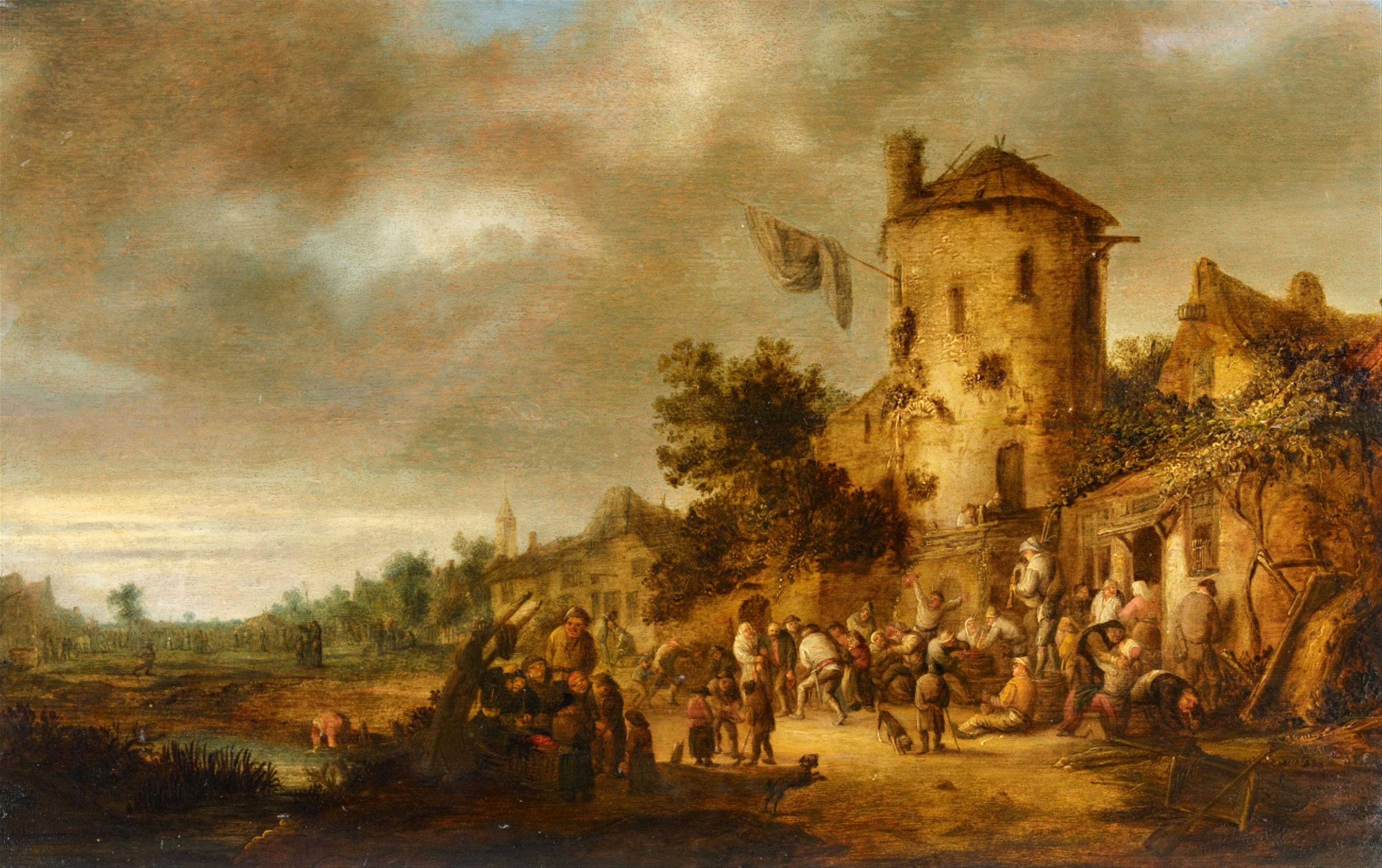 Isaac van Ostade - Village Fair with Dancing Peasants and a Bagpipe Player - image-1