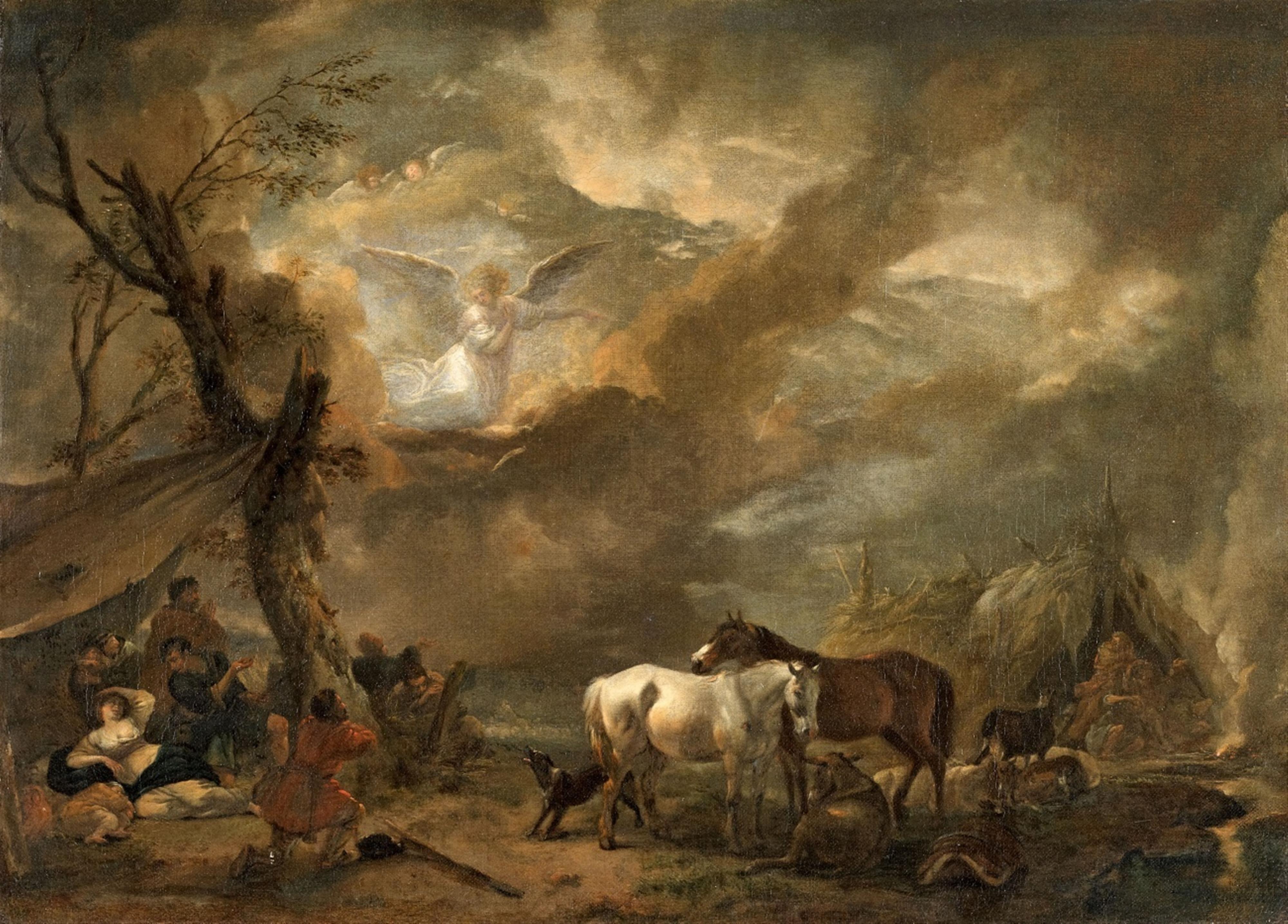 Philips Wouwerman - Landscape with the Annunciation to the Shepherds - image-1