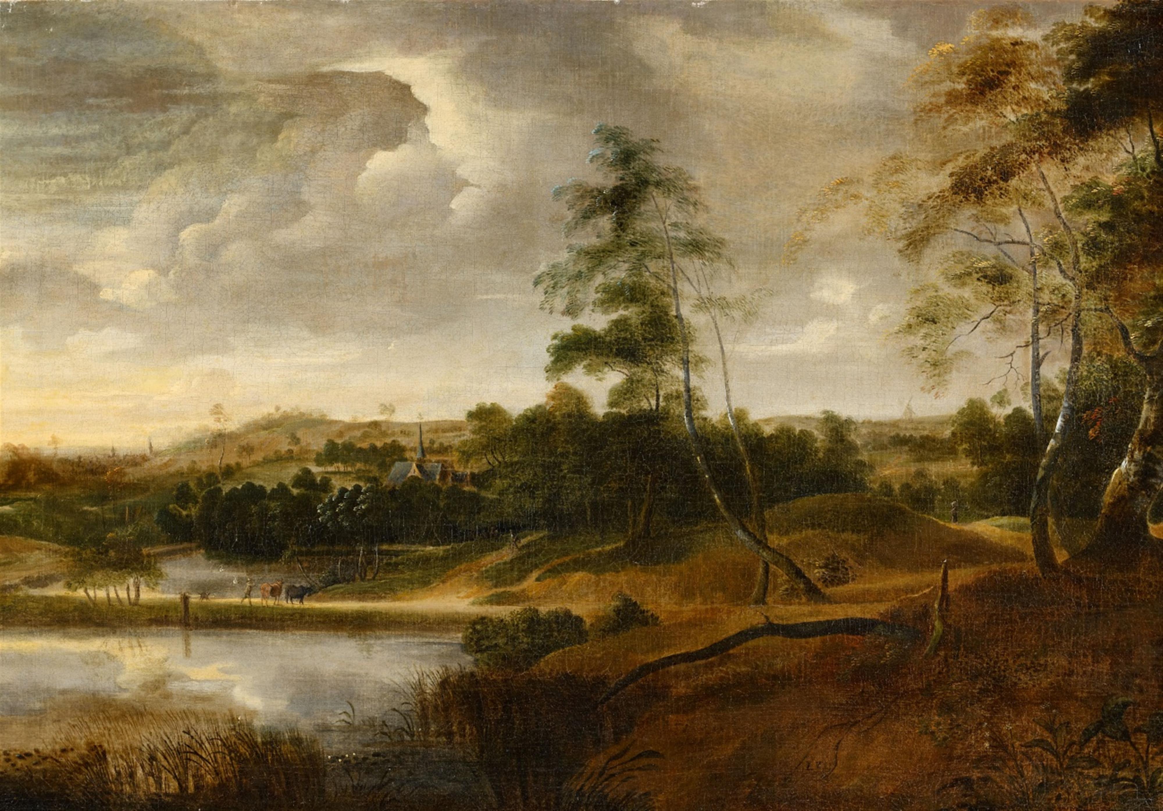 Lucas van Uden - A Landscape with a pond - image-1