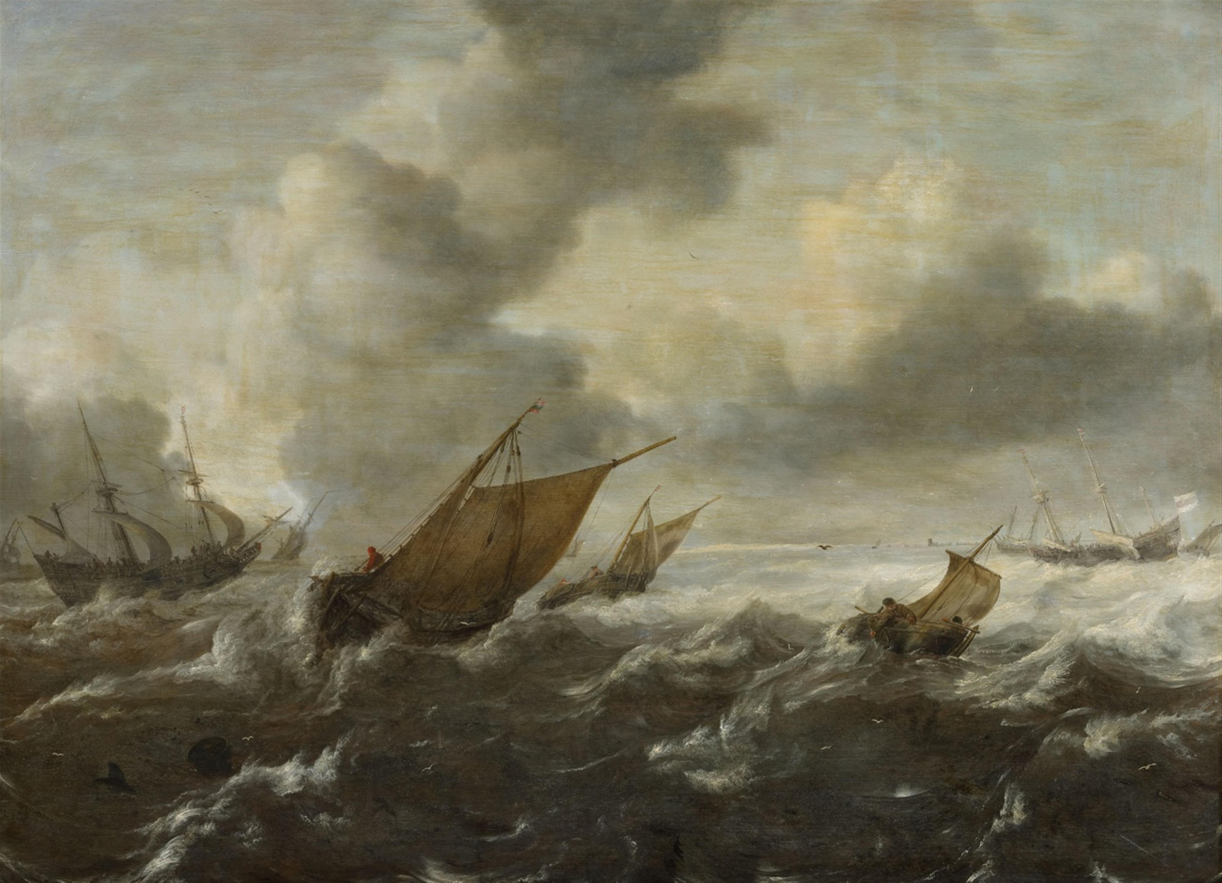 Abraham van Beijeren - Maritime Scene with Stormy Seas - image-1