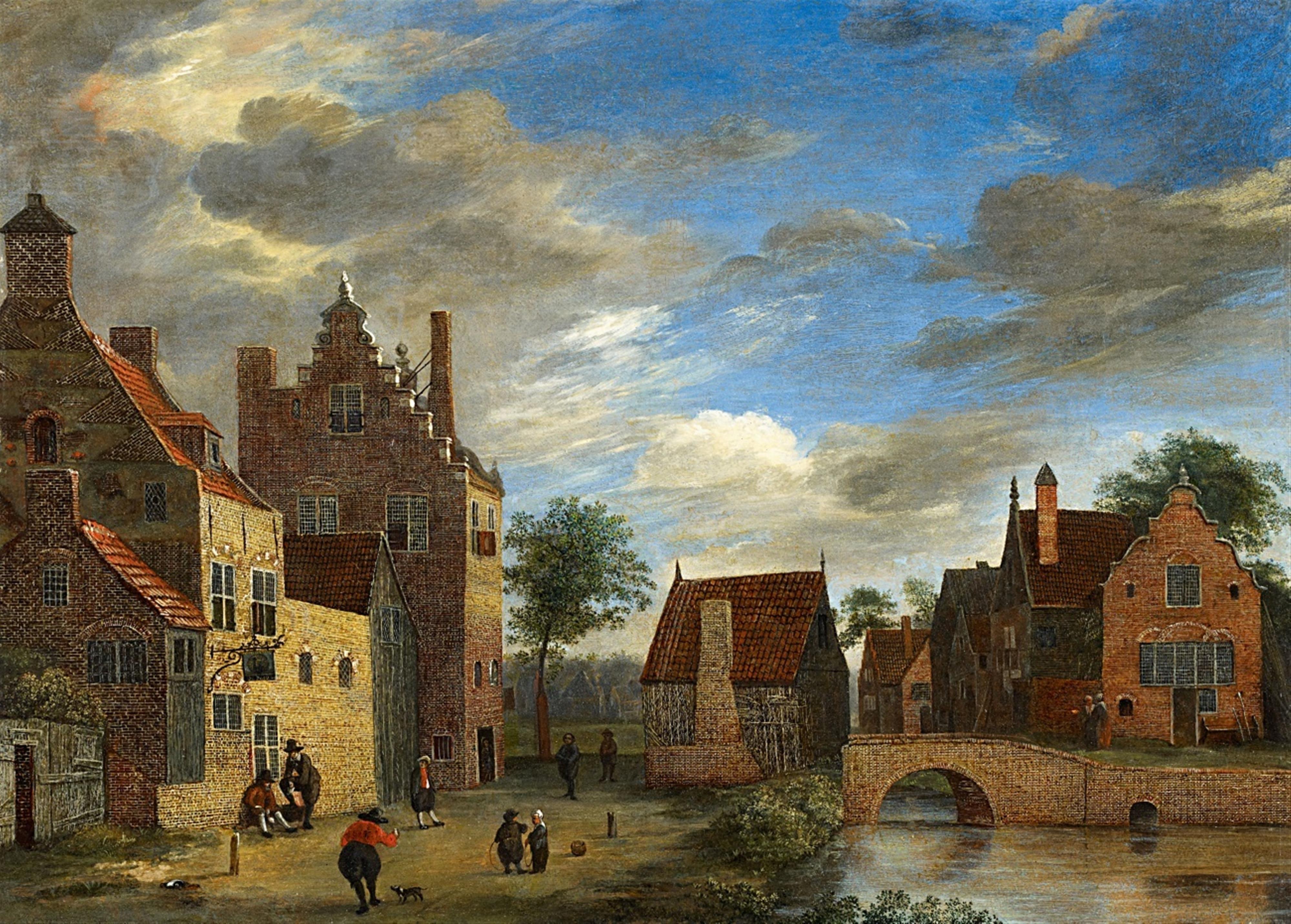 Jan van der Heyden - Ansicht einer kleinen Stadt - image-1