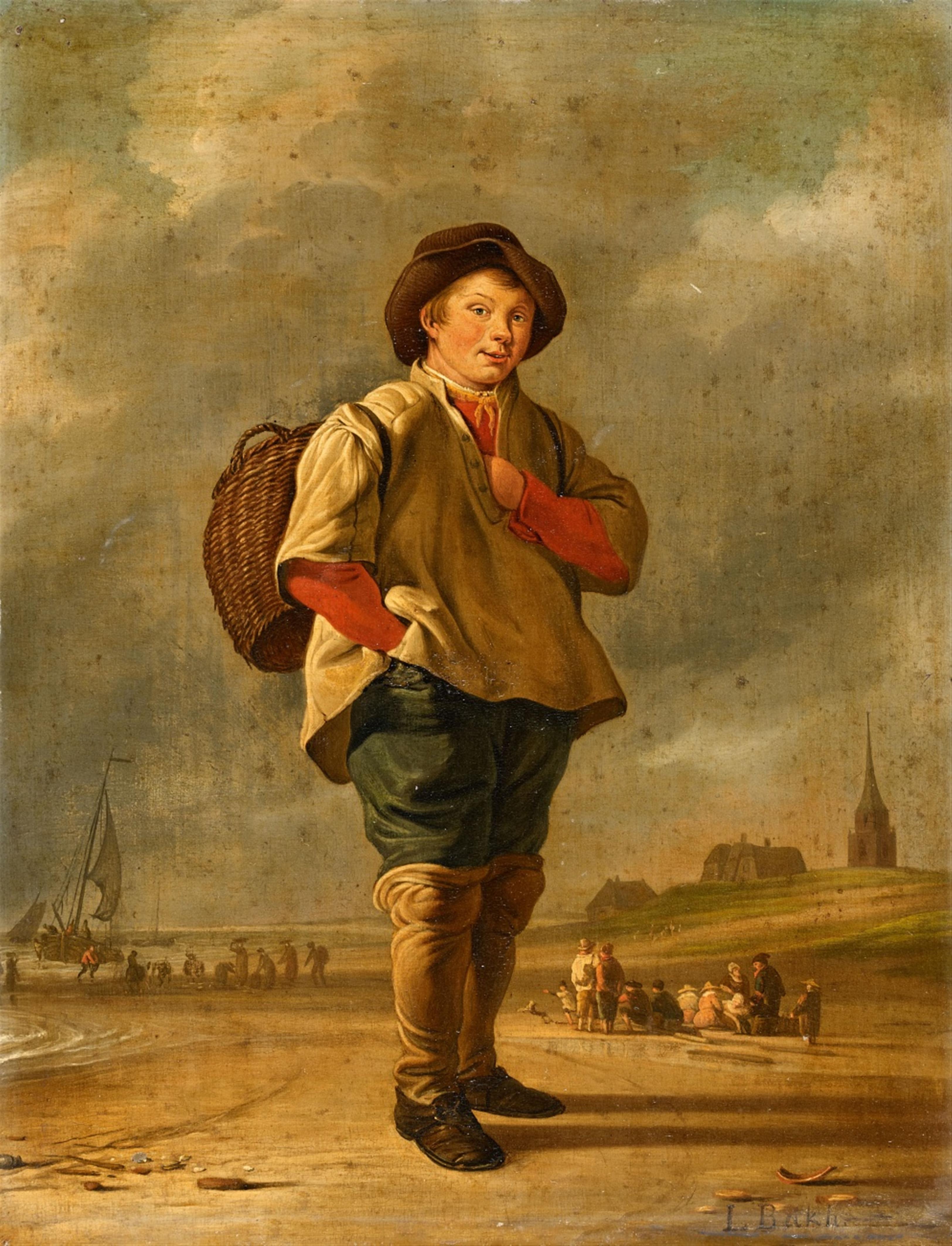 Ludolf Backhuysen the Elder - Coastal Scene with a Boy Carrying a Basket - image-1