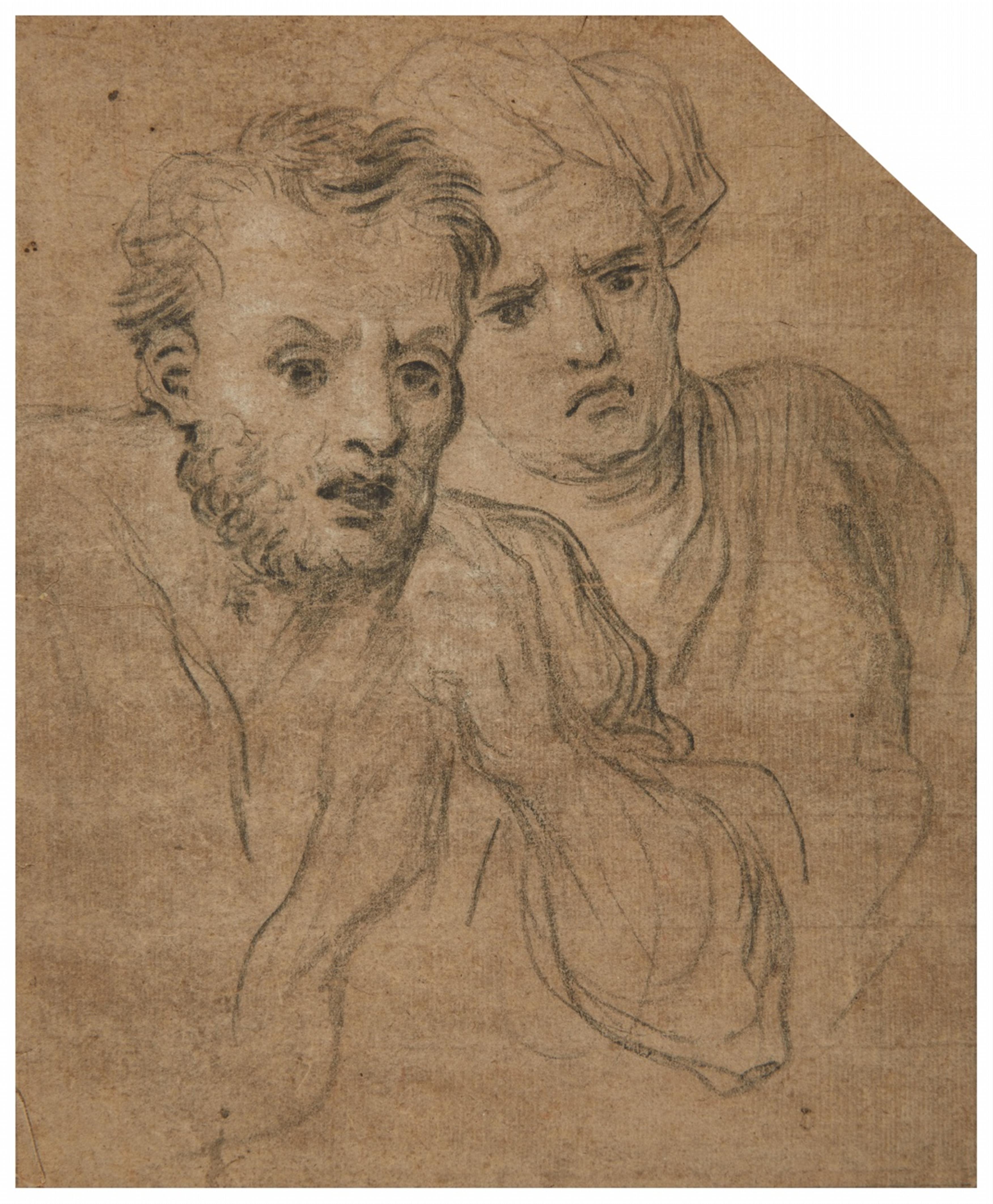 French School 17th century - Studies of Two Male Heads - image-1