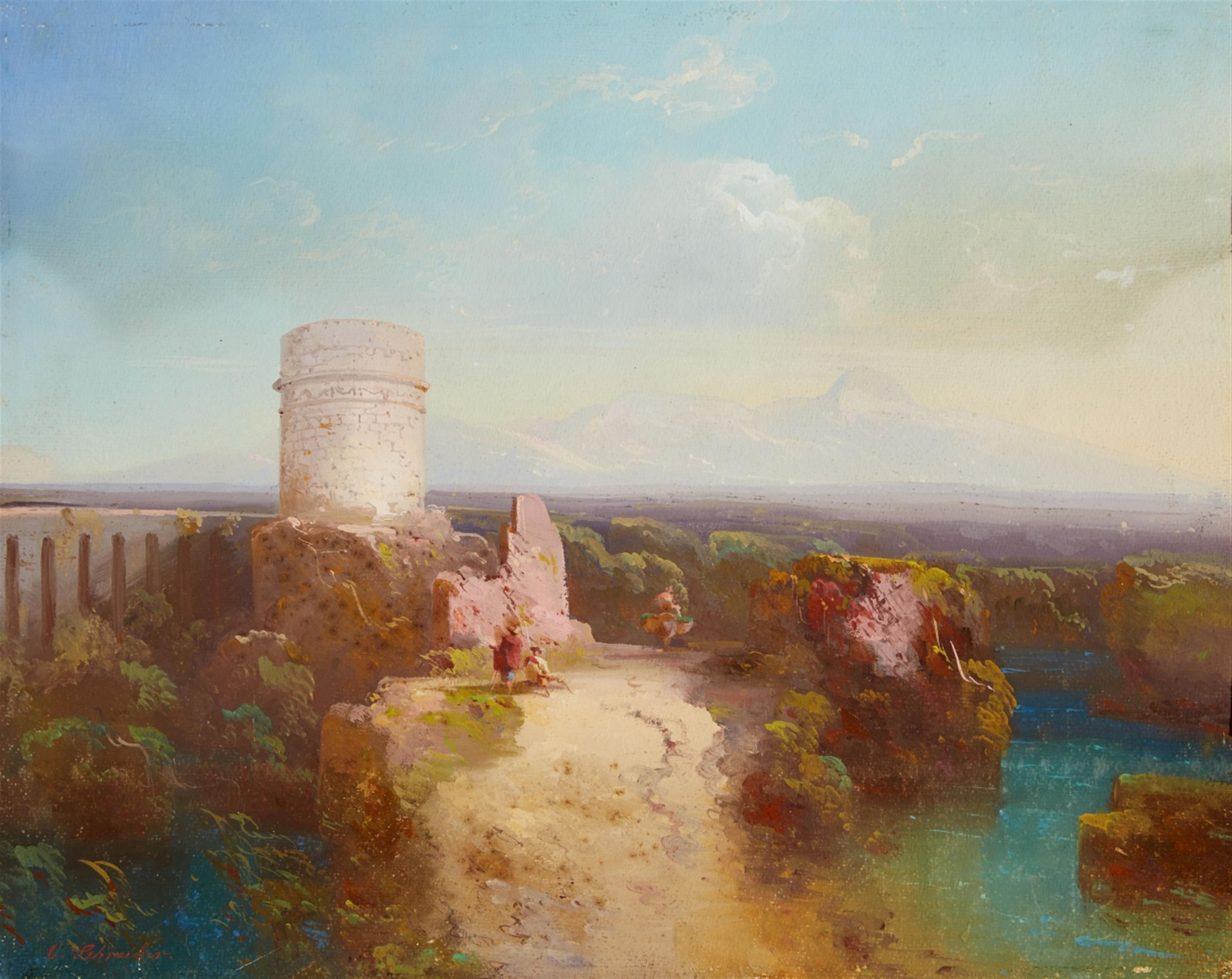 Peter Conrad Schreiber - Landschaft in der römischen Campagna mit Aquädukt und Ruine - image-1