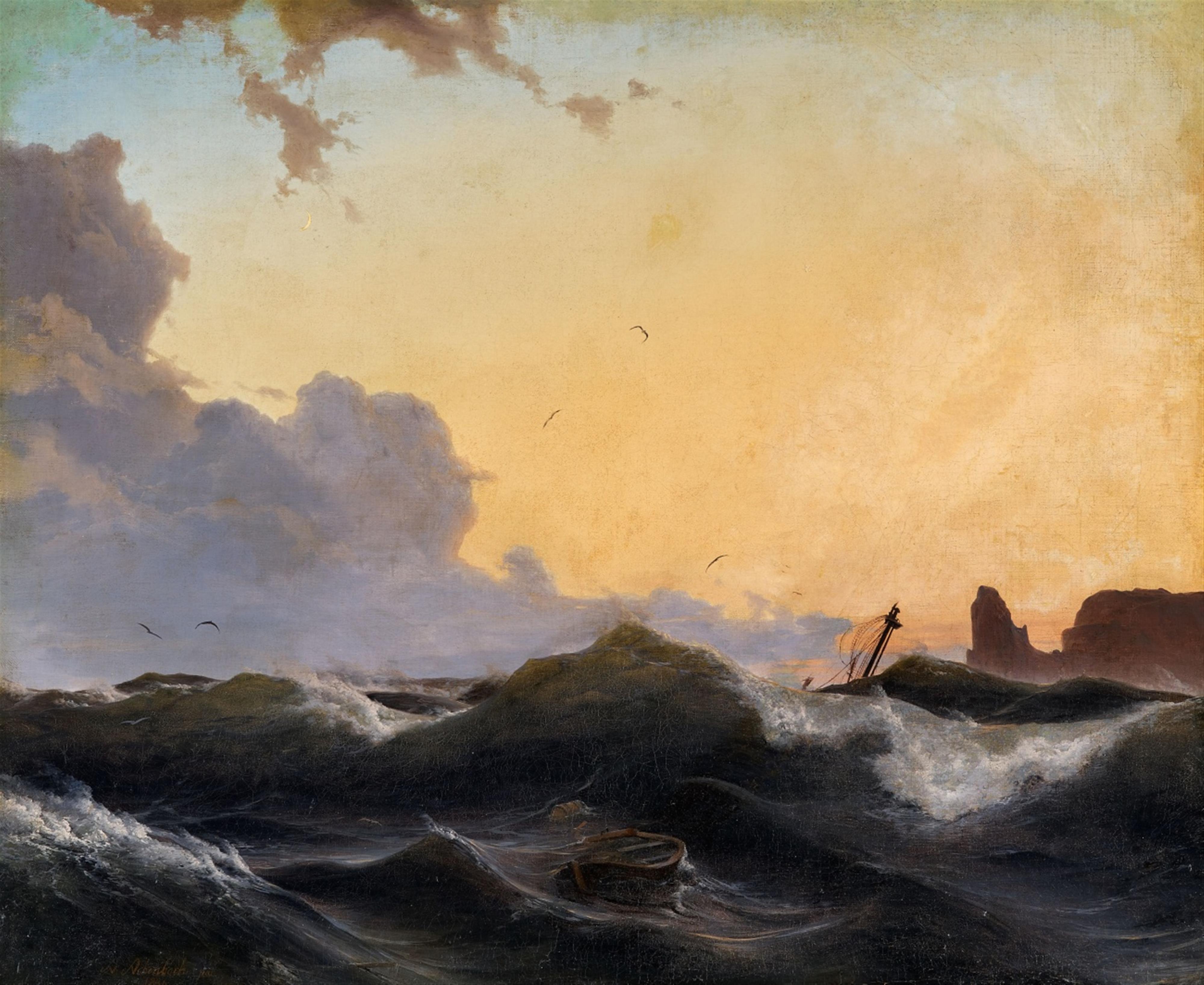 Andreas Achenbach - Stormy Sea at Evening - image-1