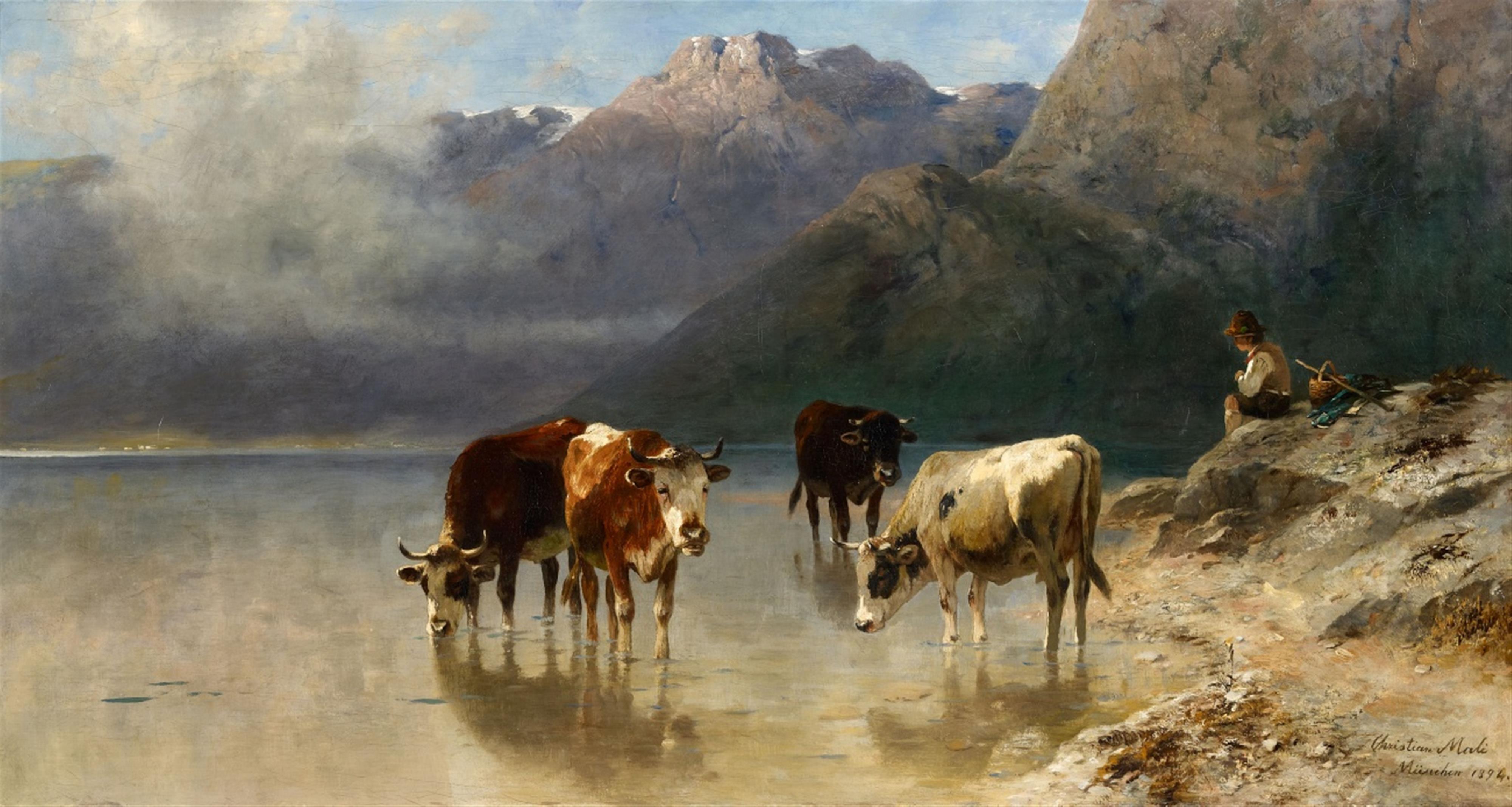 Christian Friedrich Mali - Hirte mit Kühen am Ufer des Achensee - image-1