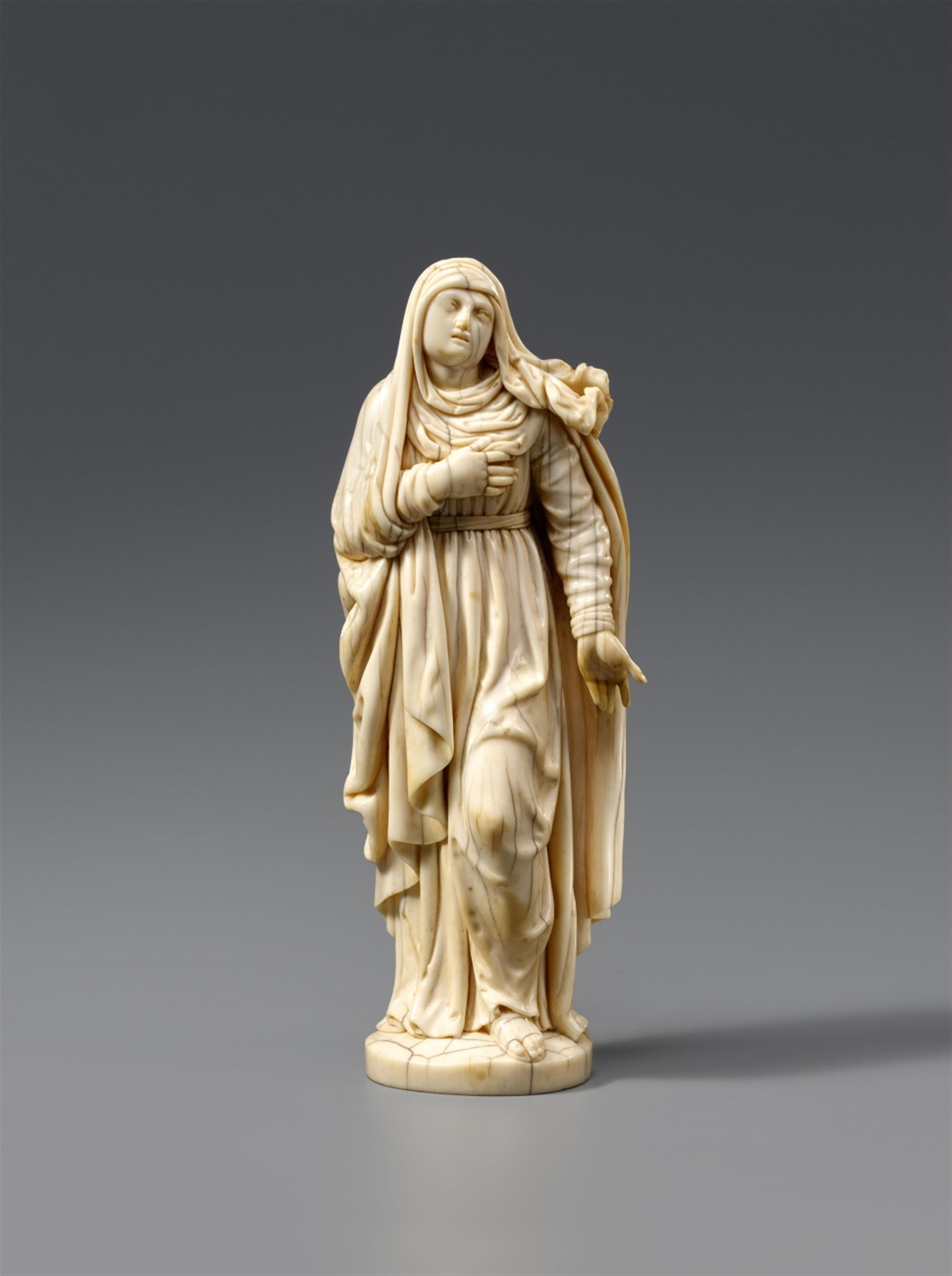 Michael Kern, studio of - An ivory figure of the mourning Virgin from a crucifixion scene carved in the studio of Michael Kern. - image-1