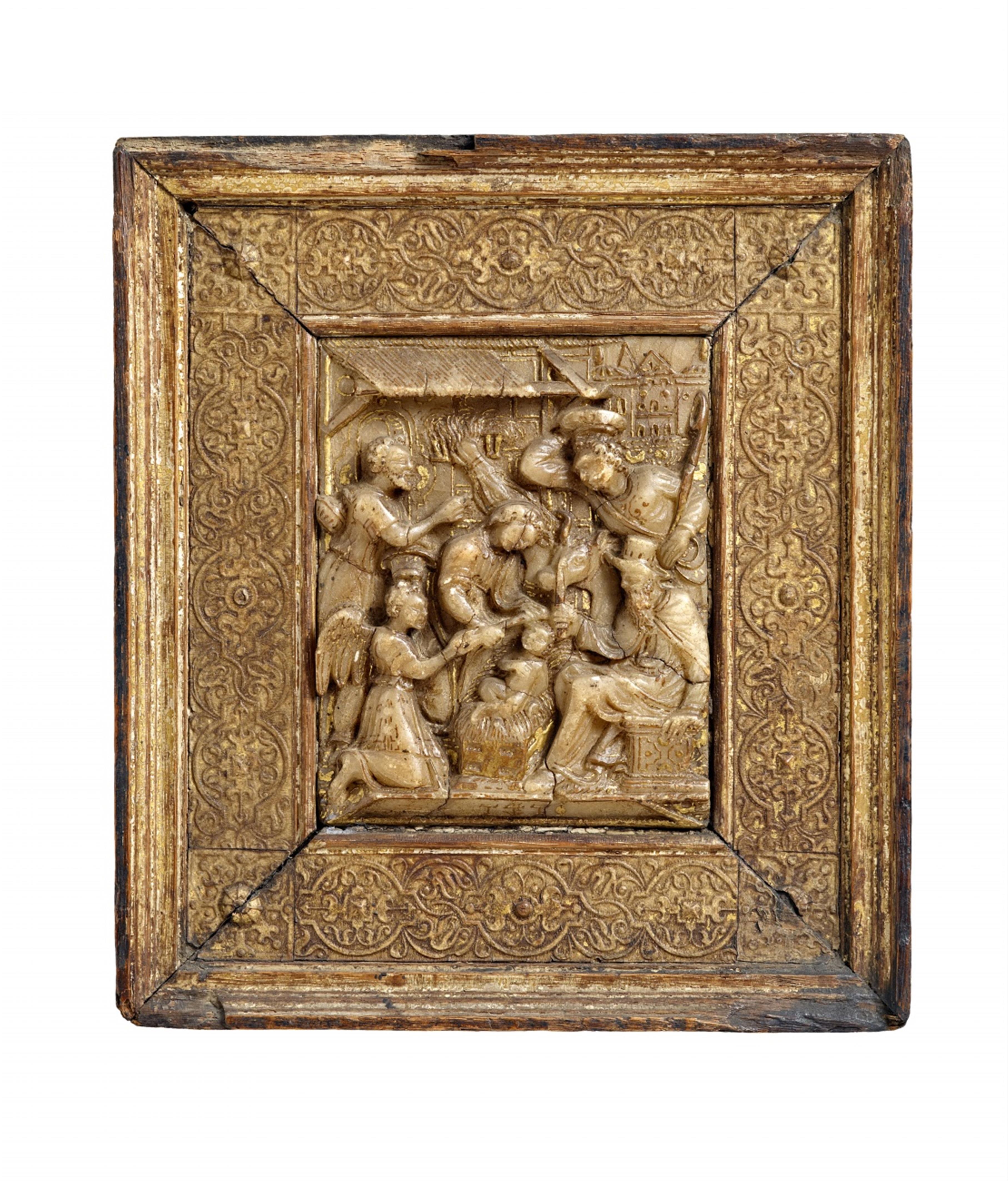 Mechelen circa 1600 - A Mechelen alabaster relief of the Adoration of the Child, circa 1600. - image-1