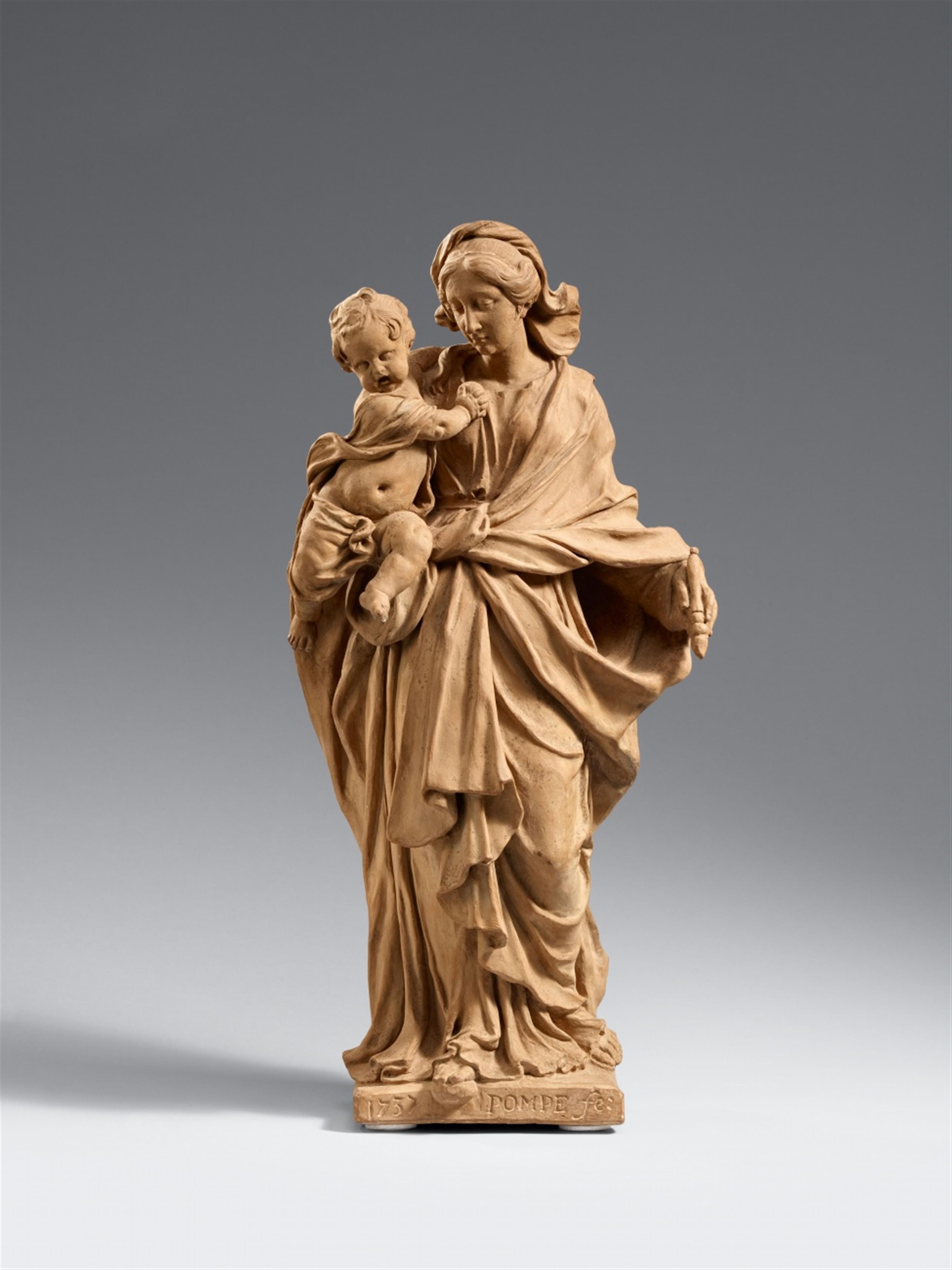 Walther Pompe - A terracotta figure of the Virgin and Child. - image-1