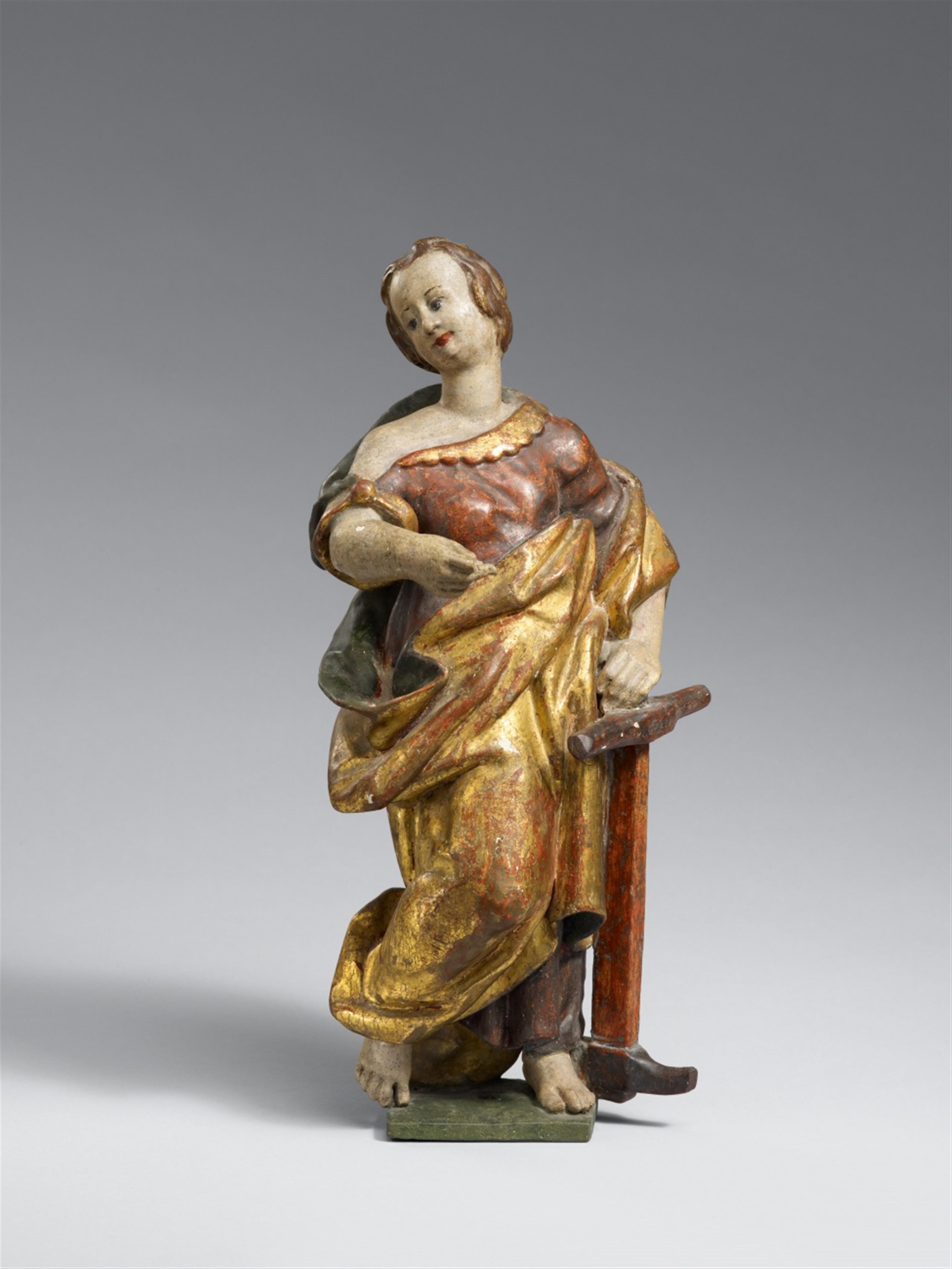 Probably Westphalia 18th century - An 18th century, presumably Westphalian carved wooden personification of Hope. - image-1