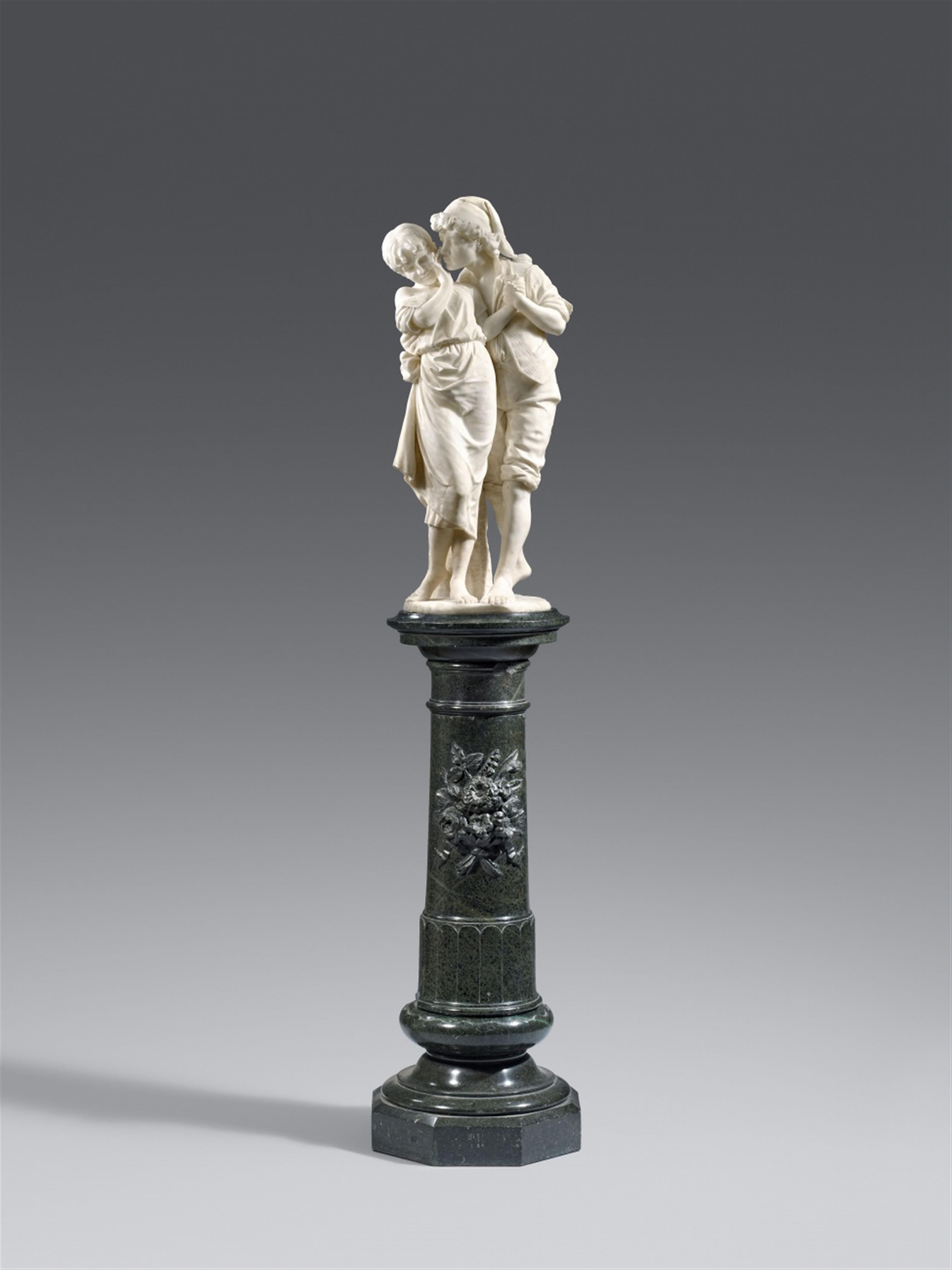 Italy 1888 - An Italian marble sculpture of a young couple, 1888. - image-1