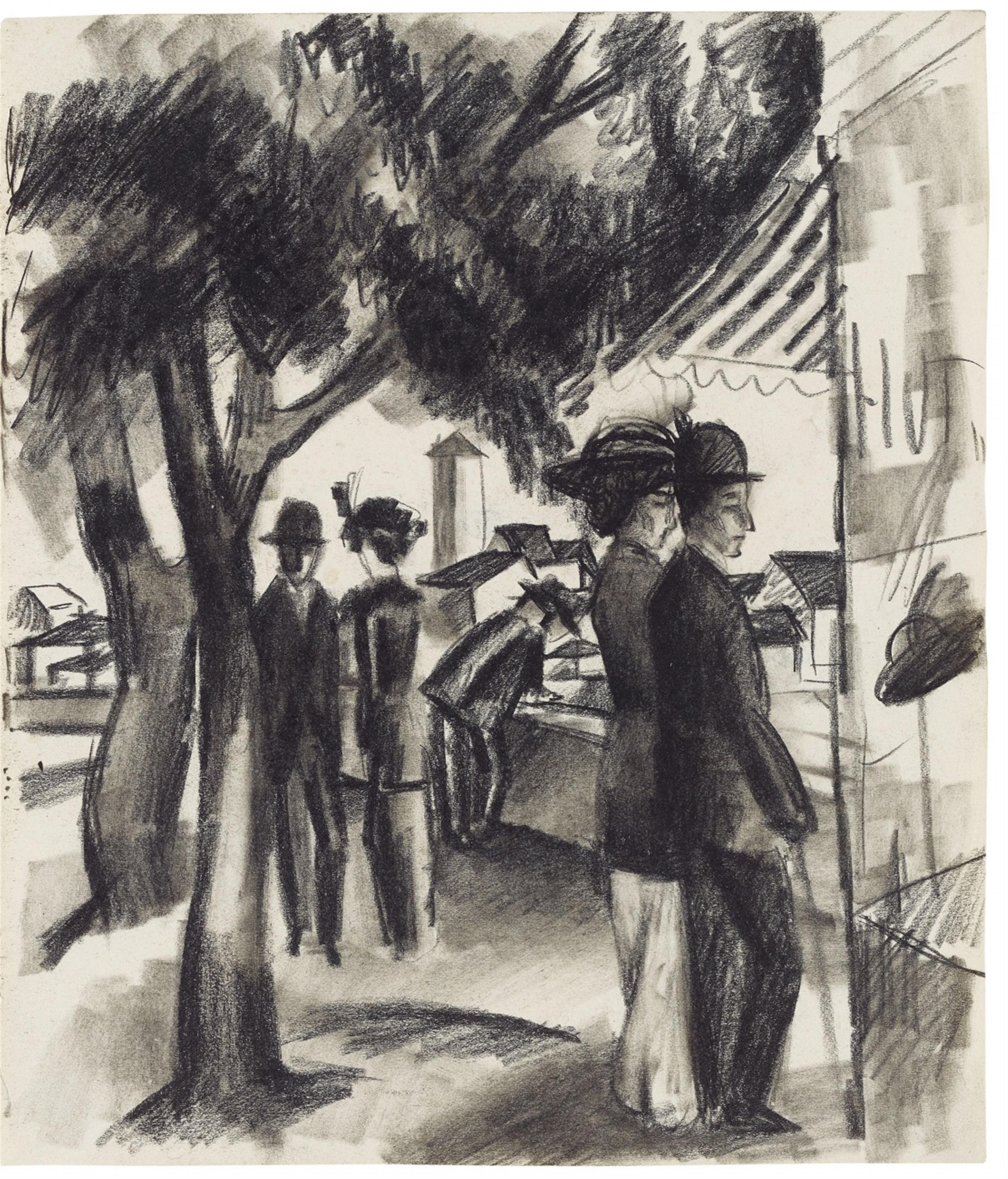 August Macke - Spaziergänger unter Bäumen (Leute vor dem Schaufenster) - image-1