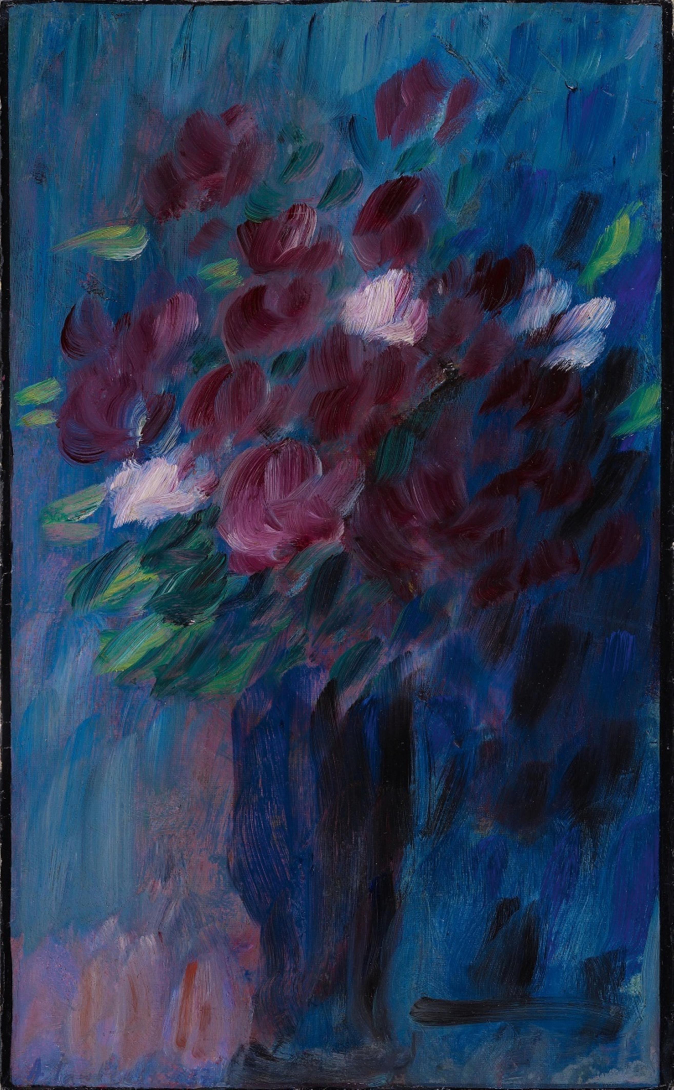 Alexej von Jawlensky - Großes Stilleben (Vase mit Rosenstrauß, Dunkelrote Blume) resp. Bouquet à l'heure bleue - image-1