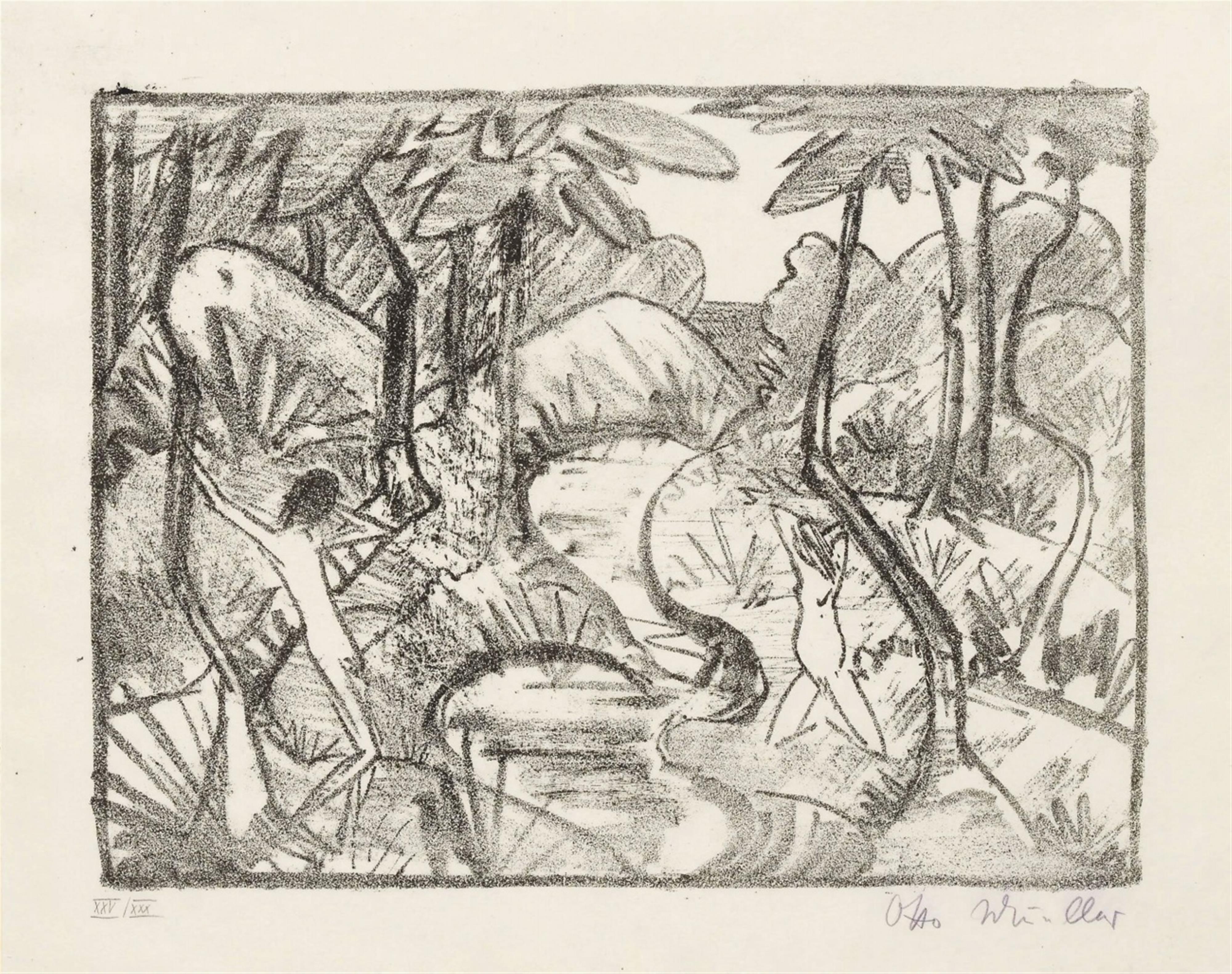 Otto Mueller - Zwei Figuren am Waldbach 2 (Waldlandschaft) - image-1