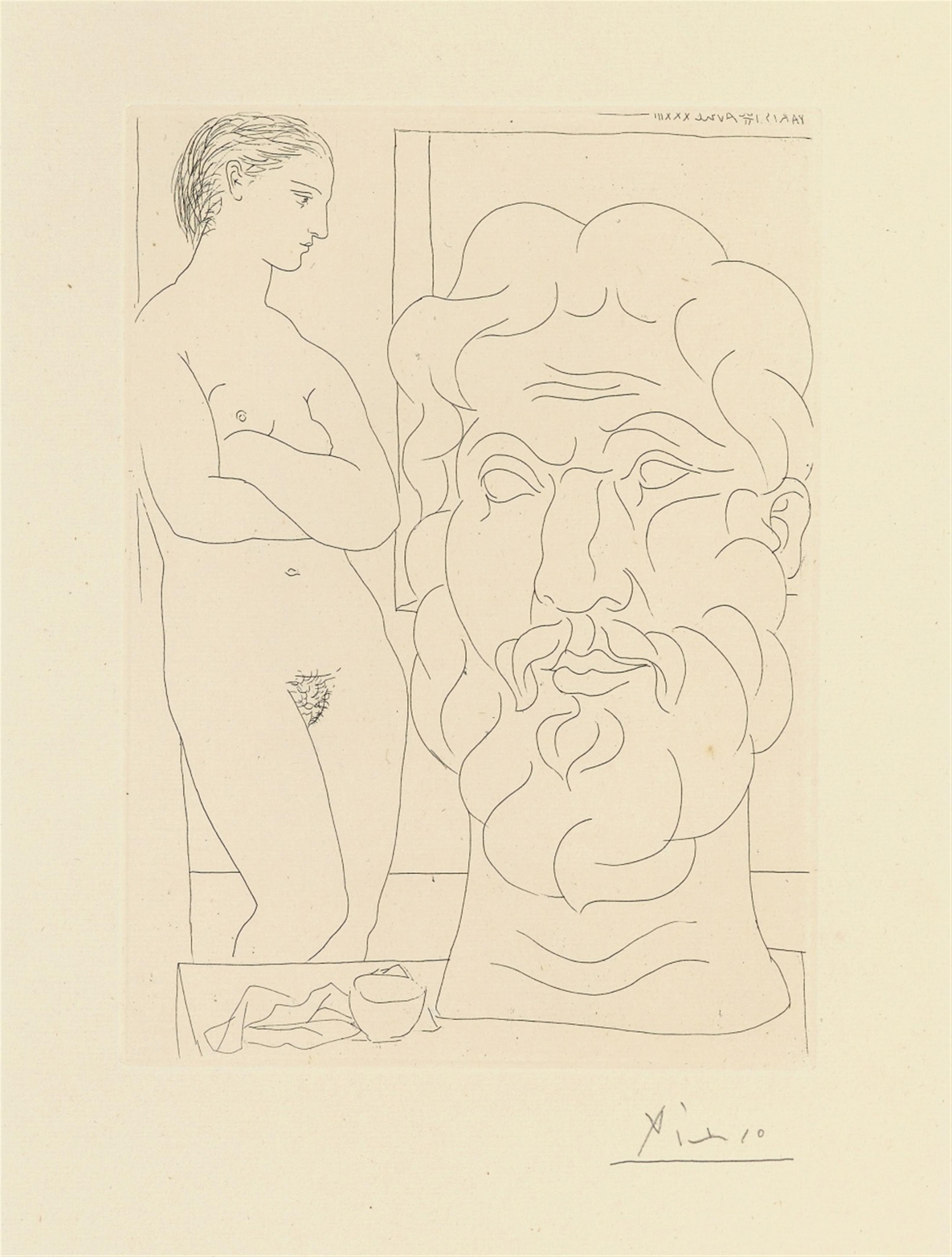 Pablo Picasso - Marie-Thérèse regardant un autoportrait sculpté du sculpteur - image-1