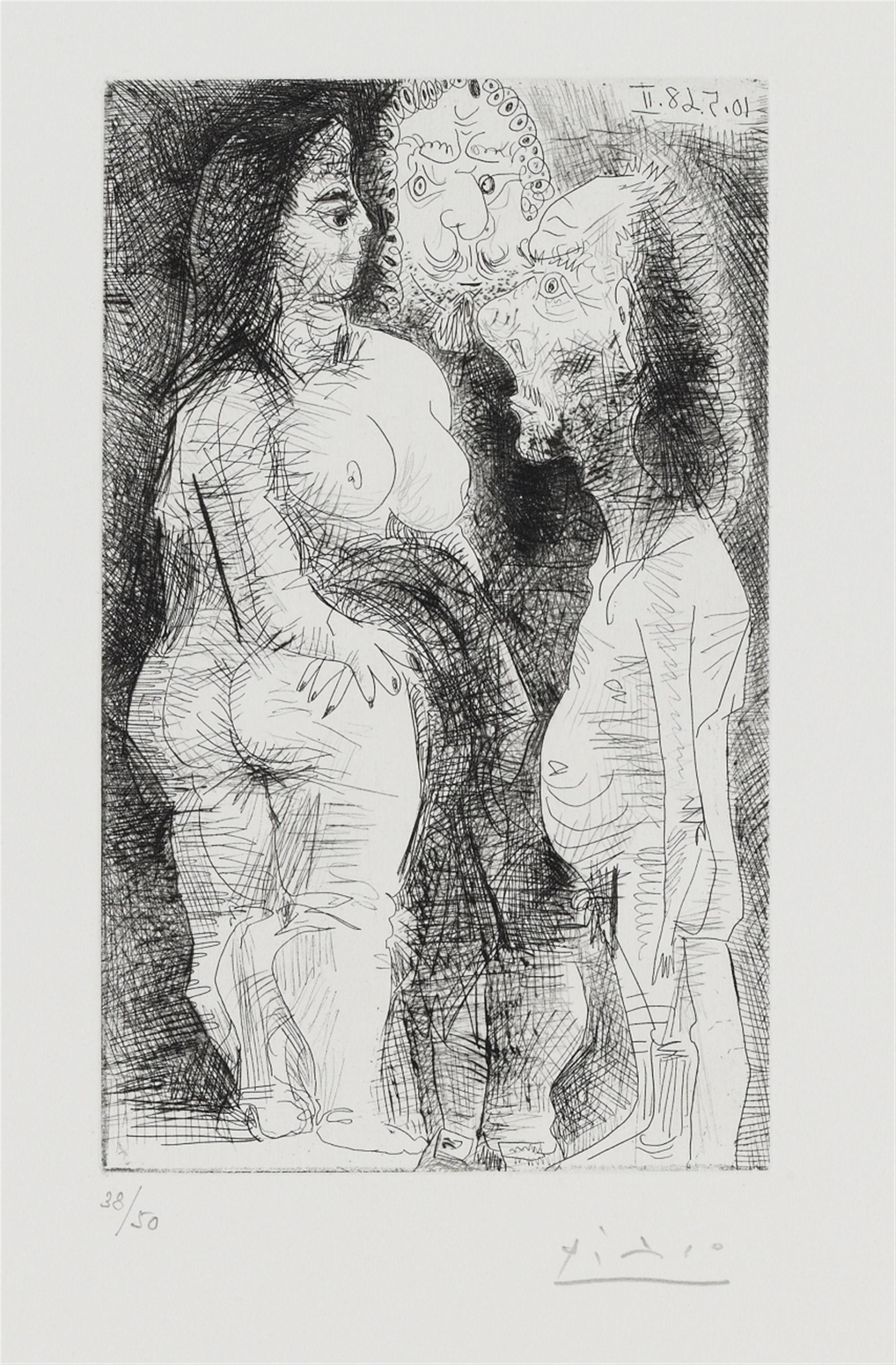 Pablo Picasso - Grosse courtisane, avec un viellard et un spectateur - image-1