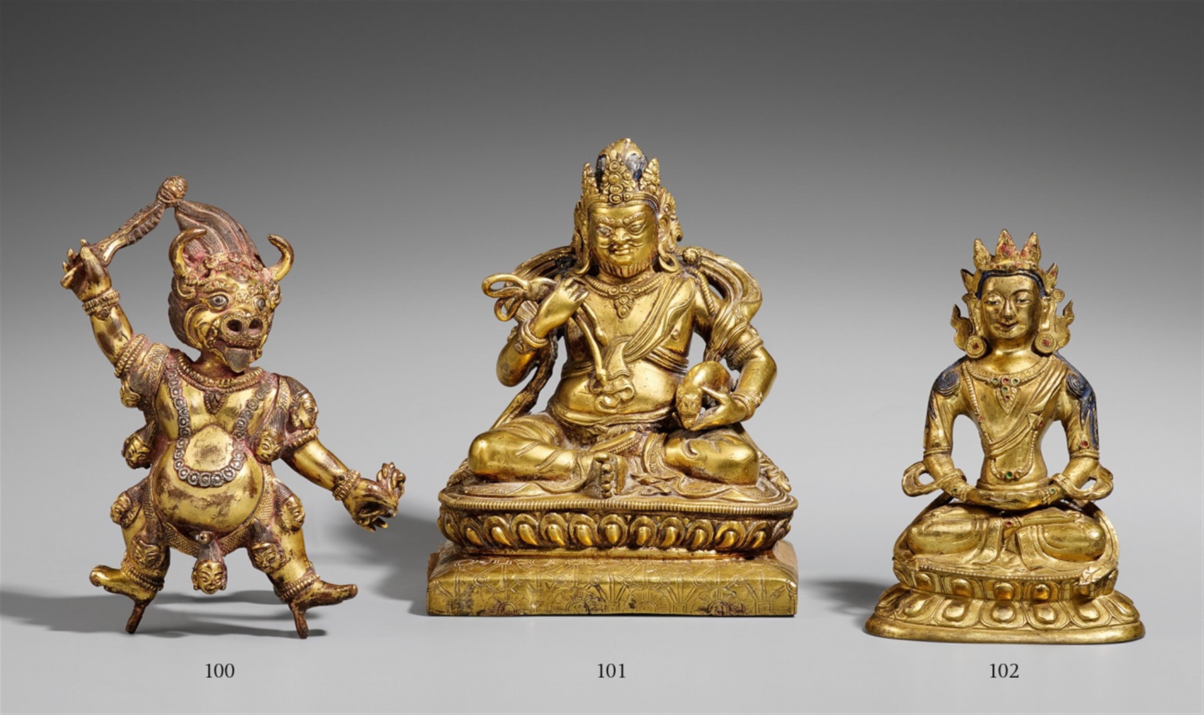 Buddha Amitayus. Feuervergoldete Bronze. Sinotibetisch. 19. Jh. - image-1