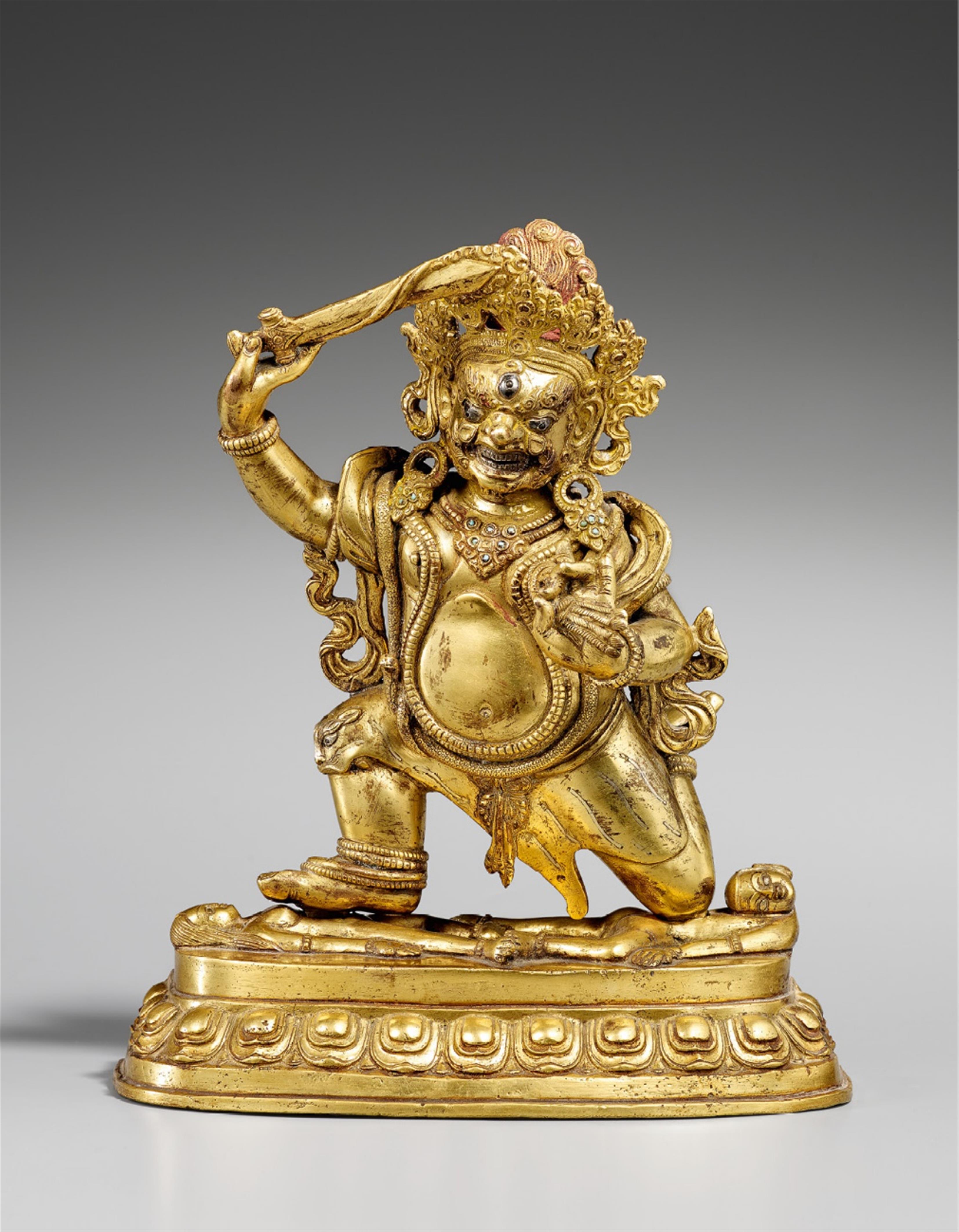 A Tibetan gilt bronze figure of Acala. Possibly 19th century - image-1