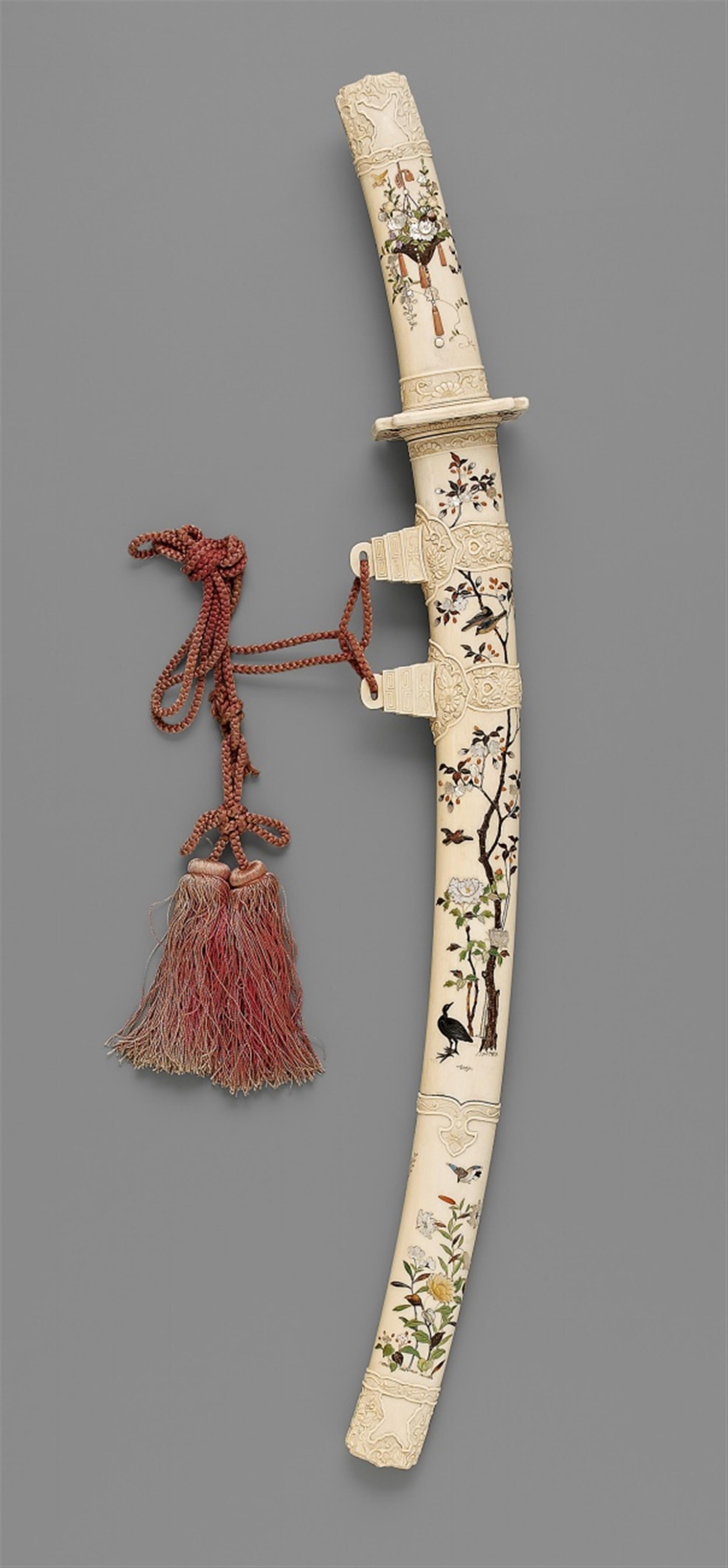 A Shibayama ivory sword. Late 19th century - image-1