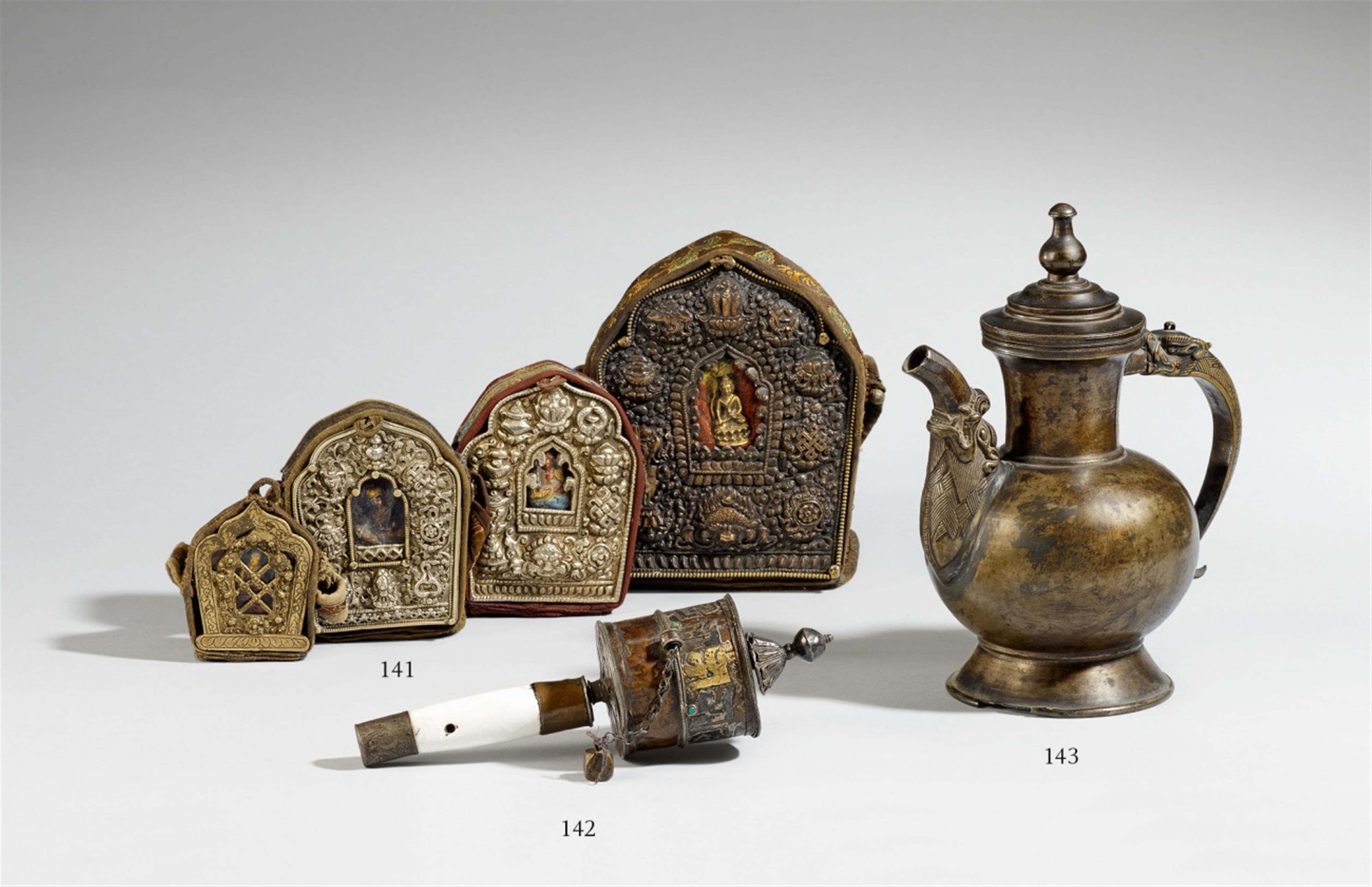 A Tibetan brass teapot - image-1