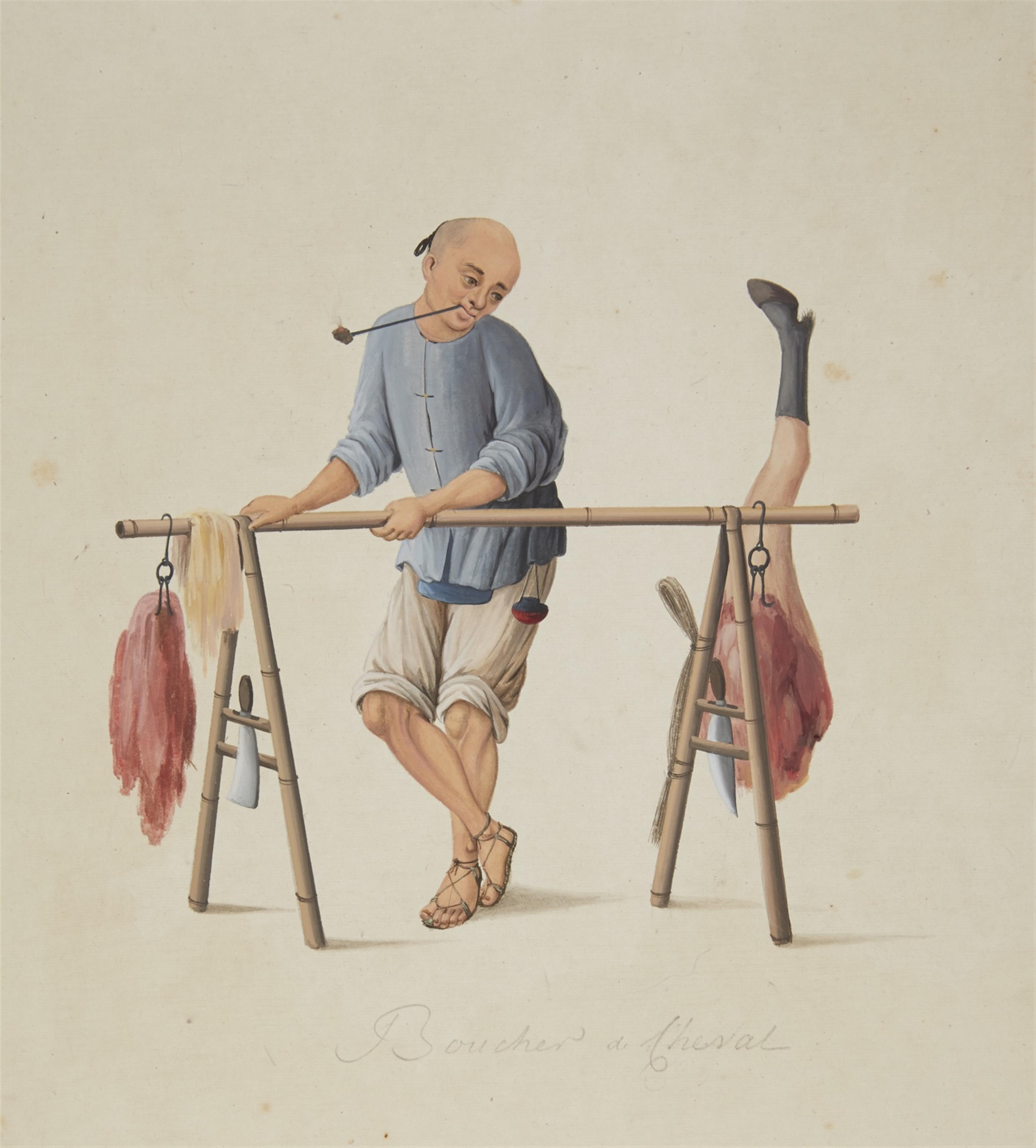 and Anonymous . Canton, 19th century - 32 album leaves showing different trades and quacksalver, such as tooth-worm-puller, frog dealer, rat poison dealer, horse butcher etc. Ink and colour on paper. Canton, 19th cen... - image-3