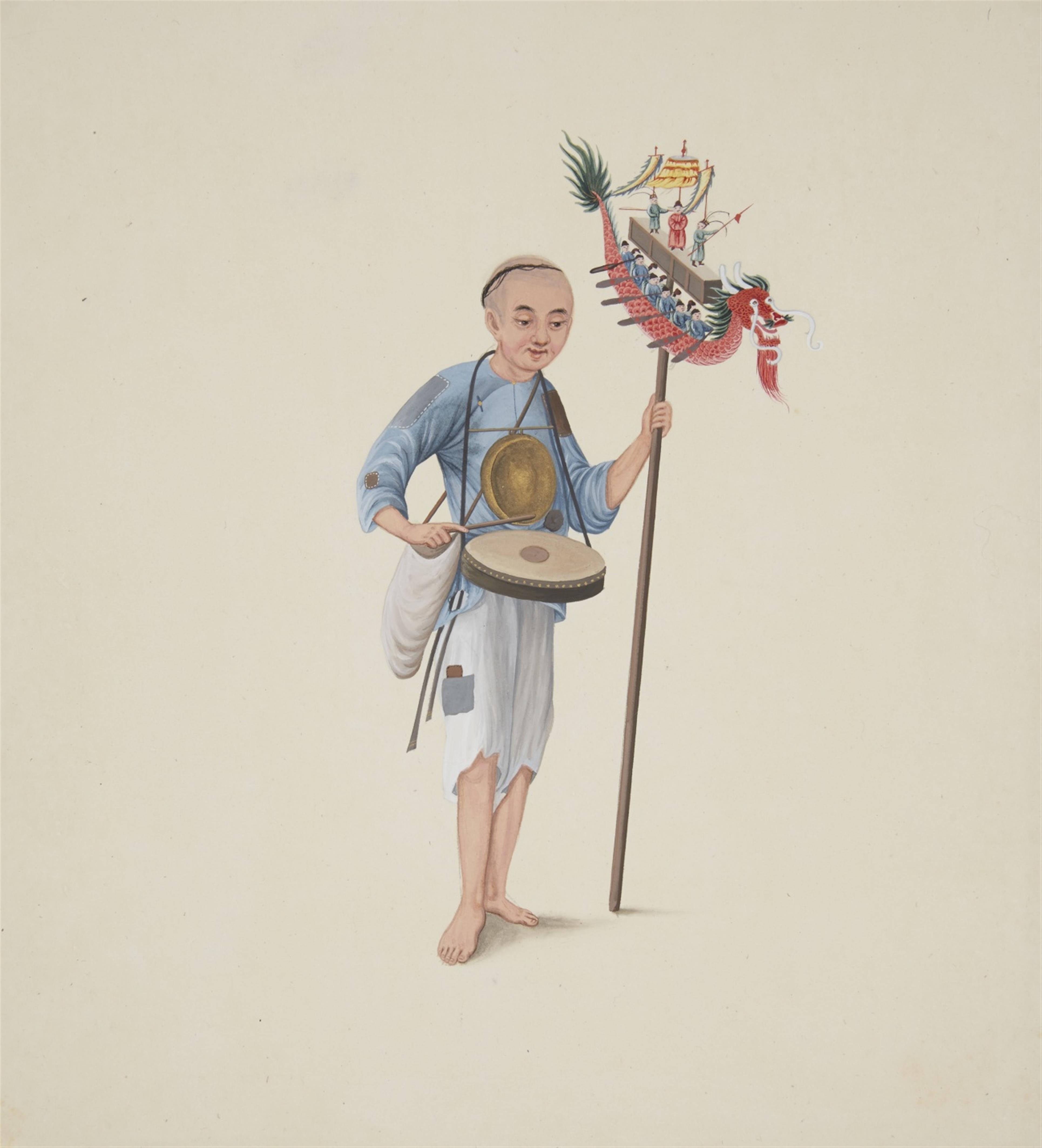 and Anonymous . Canton, 19th century - 32 album leaves showing different trades and quacksalver, such as tooth-worm-puller, frog dealer, rat poison dealer, horse butcher etc. Ink and colour on paper. Canton, 19th cen... - image-6