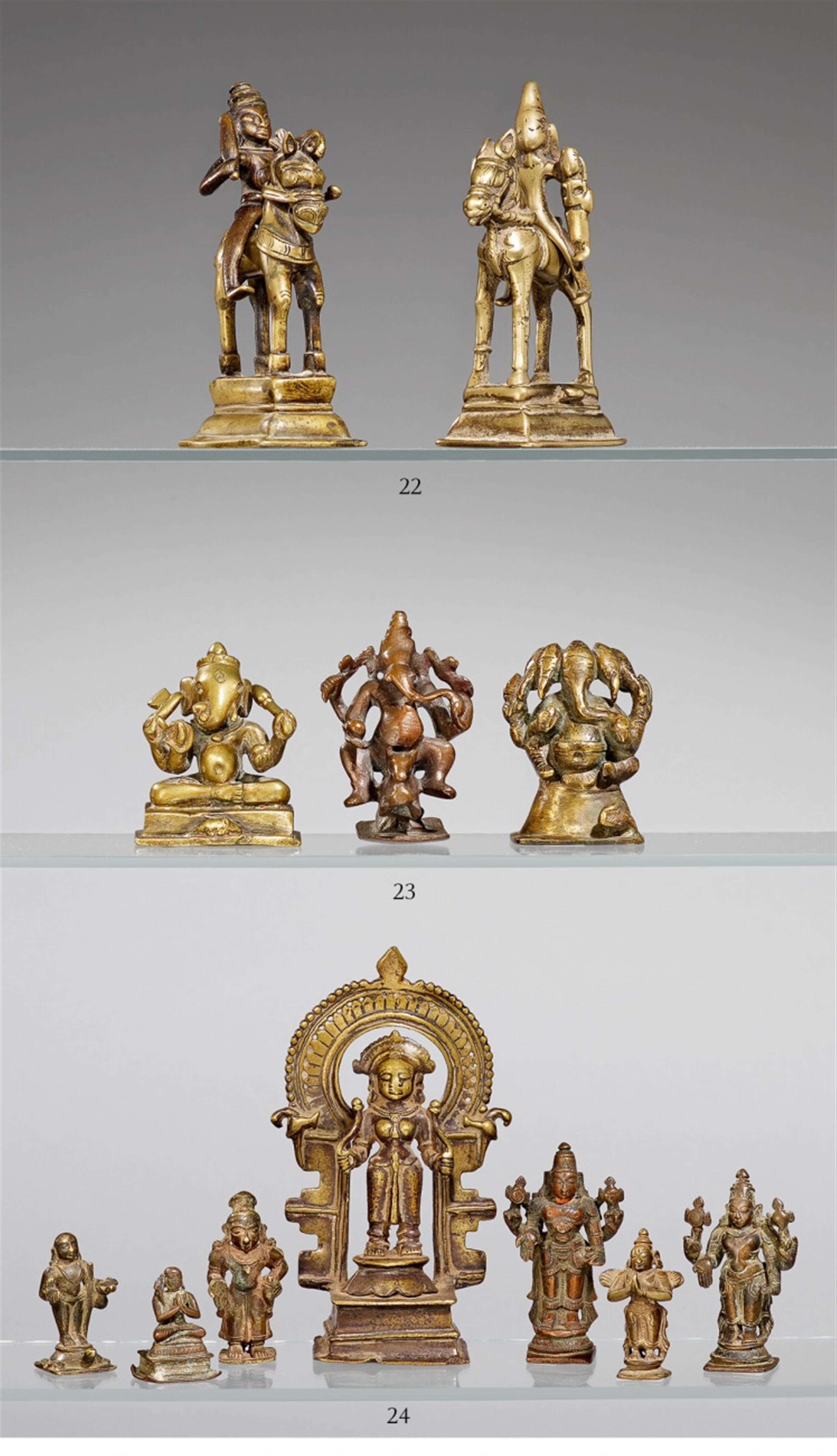 Drei Ganesha-Figuren. Bronze. 17./19. Jh. - image-1