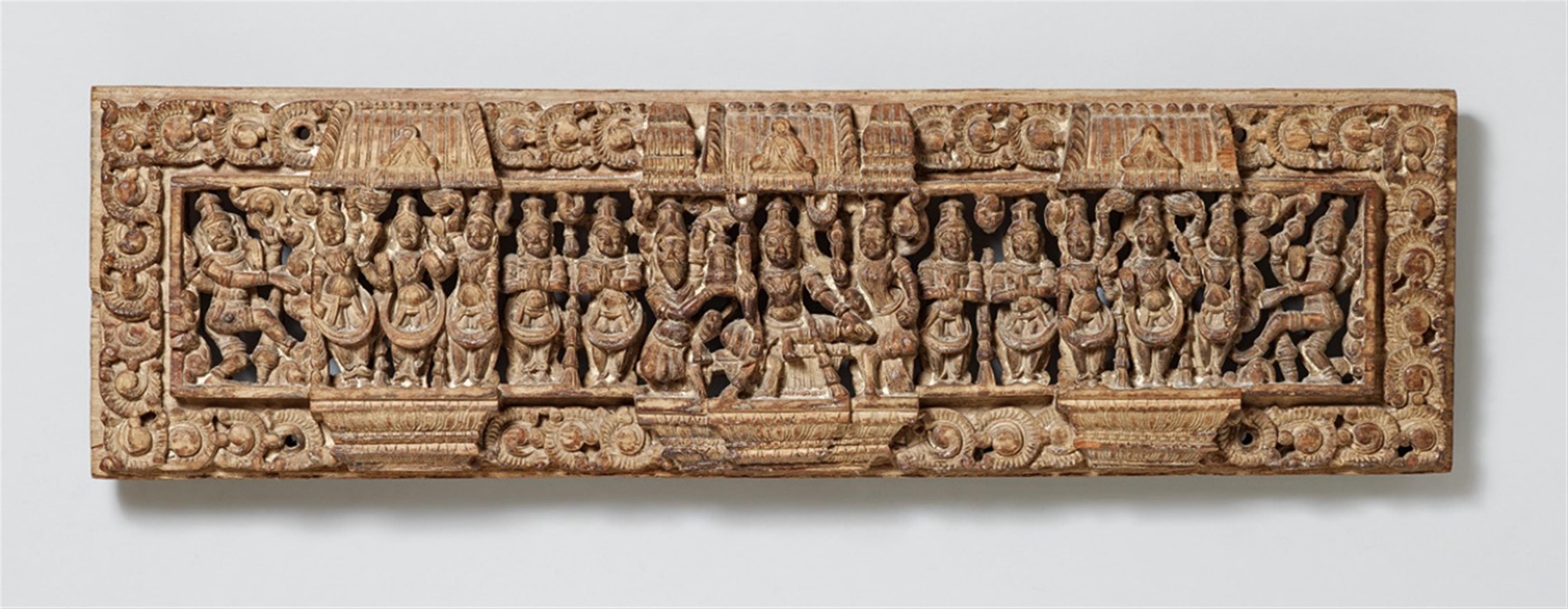 Two South Indian wood panels of a processional temple charriot. 20th century - image-2