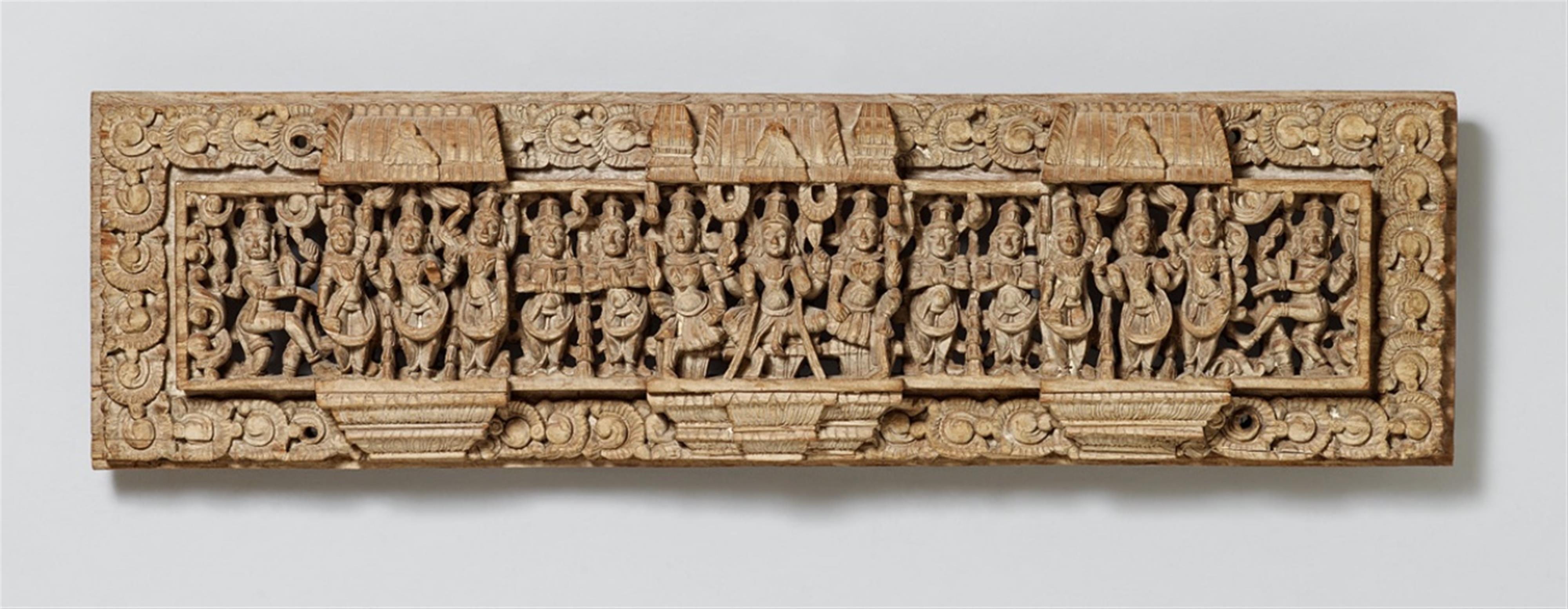 Two South Indian wood panels of a processional temple charriot. 20th century - image-1