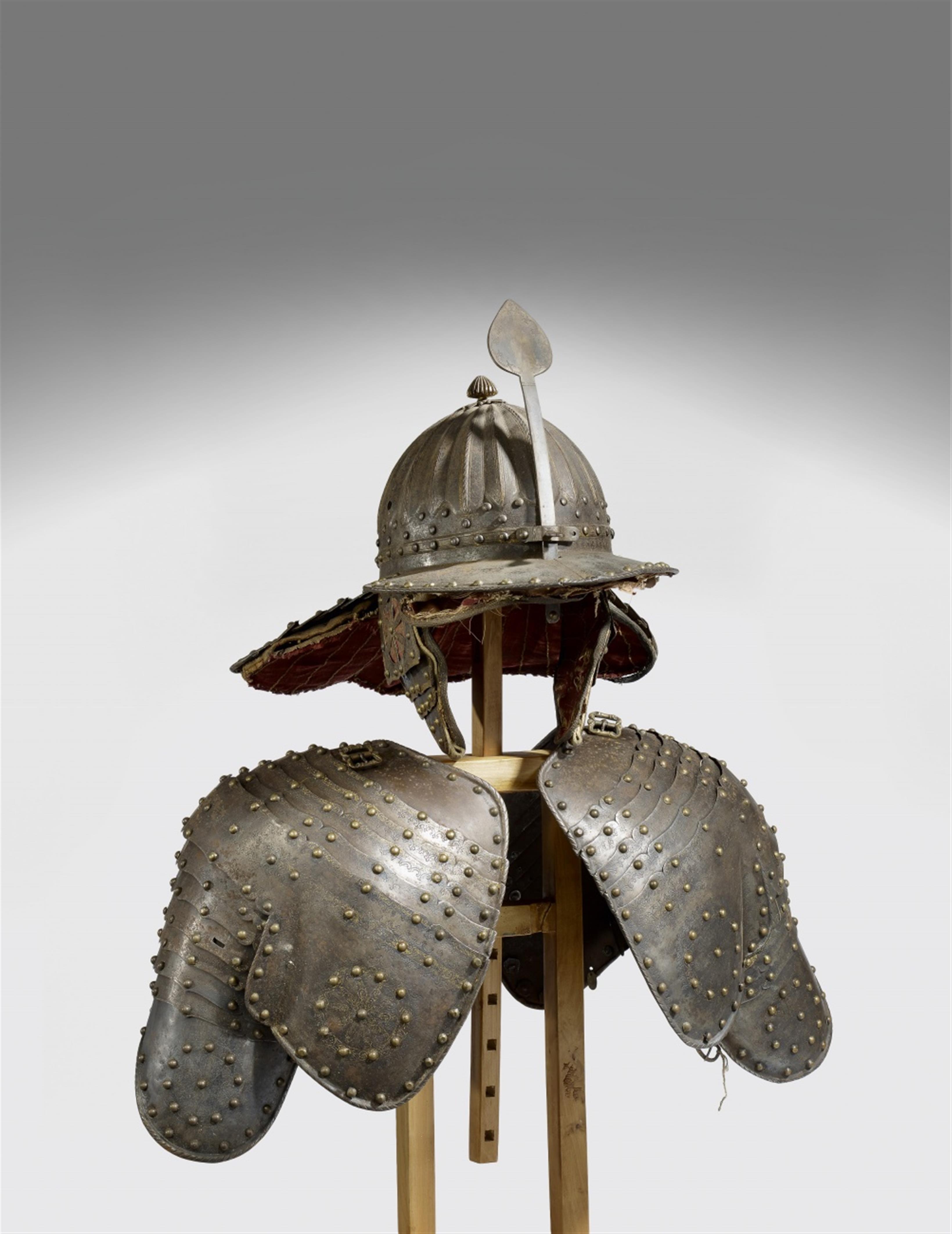 A possibly Western China iron helmet and parts of an armour. Possibly 19th century - image-1
