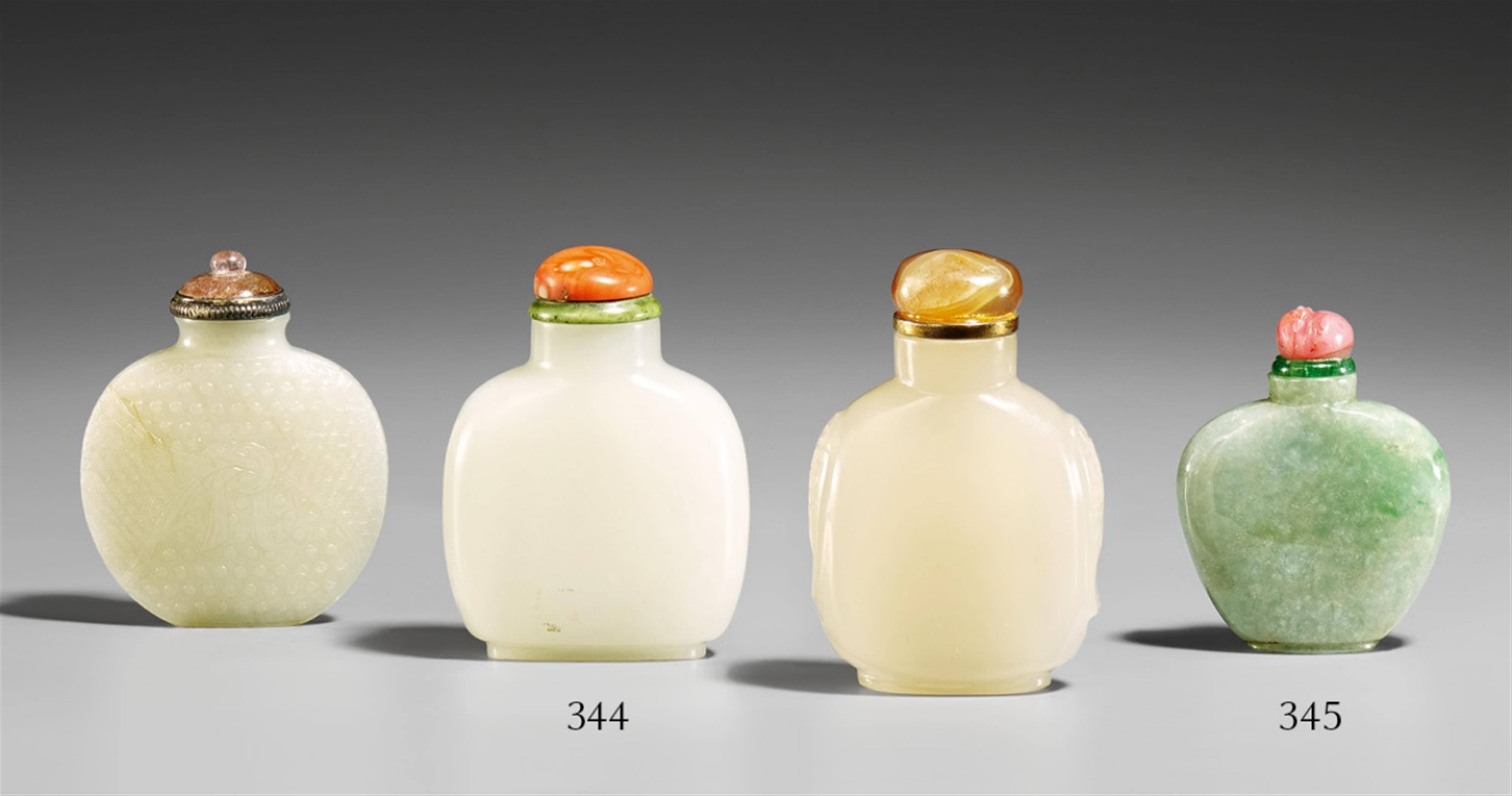 Three jade and glass snuff bottles - image-1