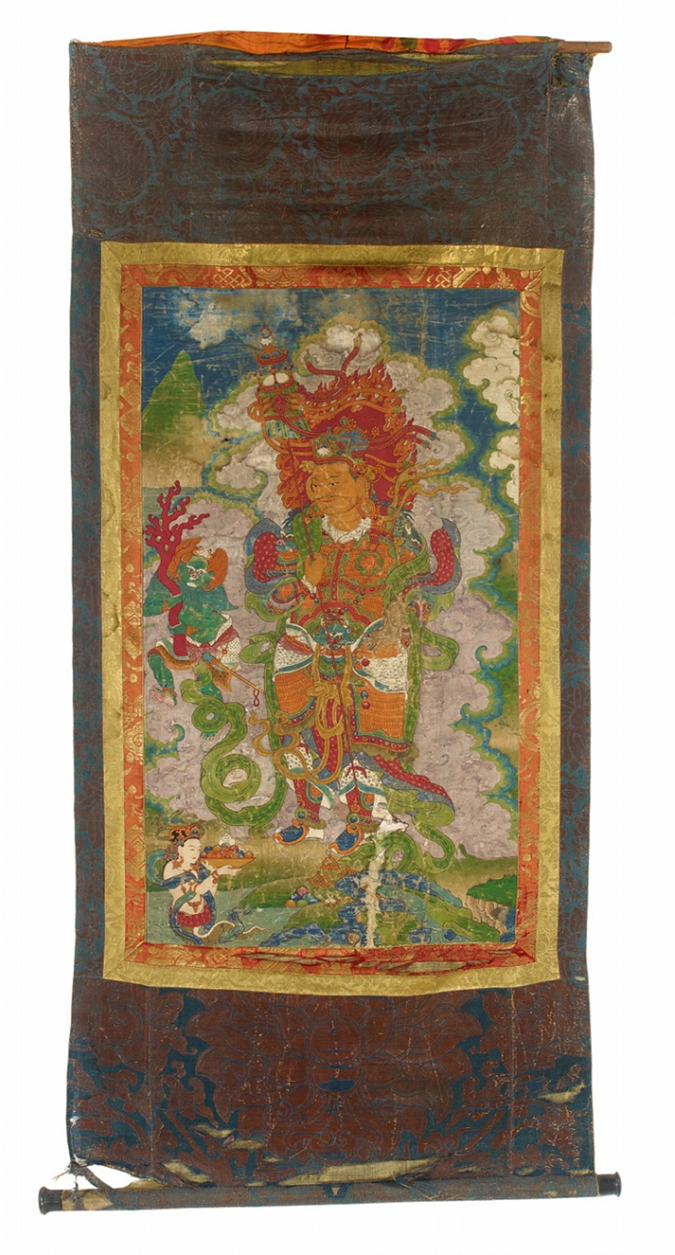A Sinotibetan thangka of Vaishravana. 19th century - image-1