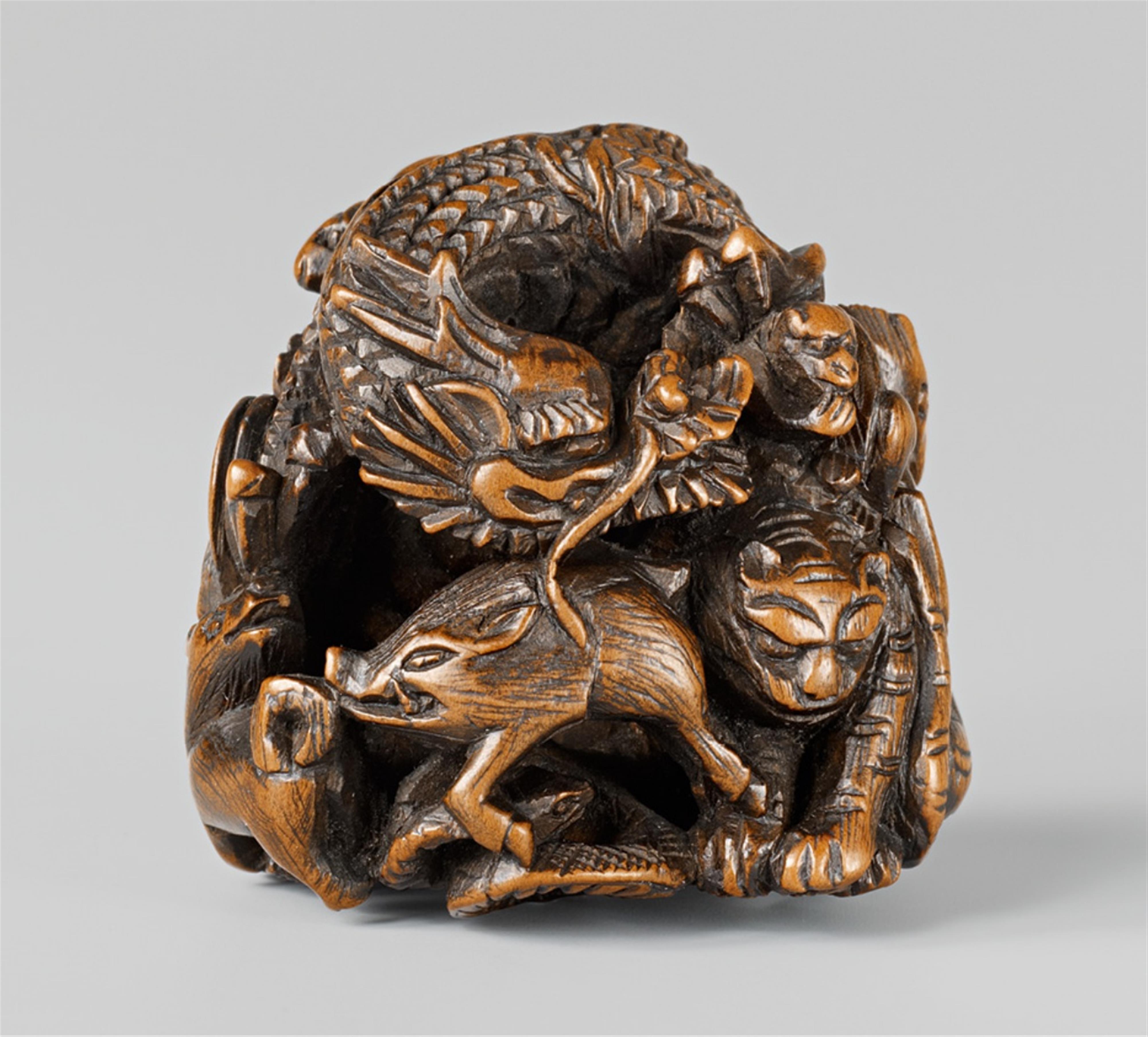 A boxwood netsuke of the twelve zodiac animals. 19th century - image-1
