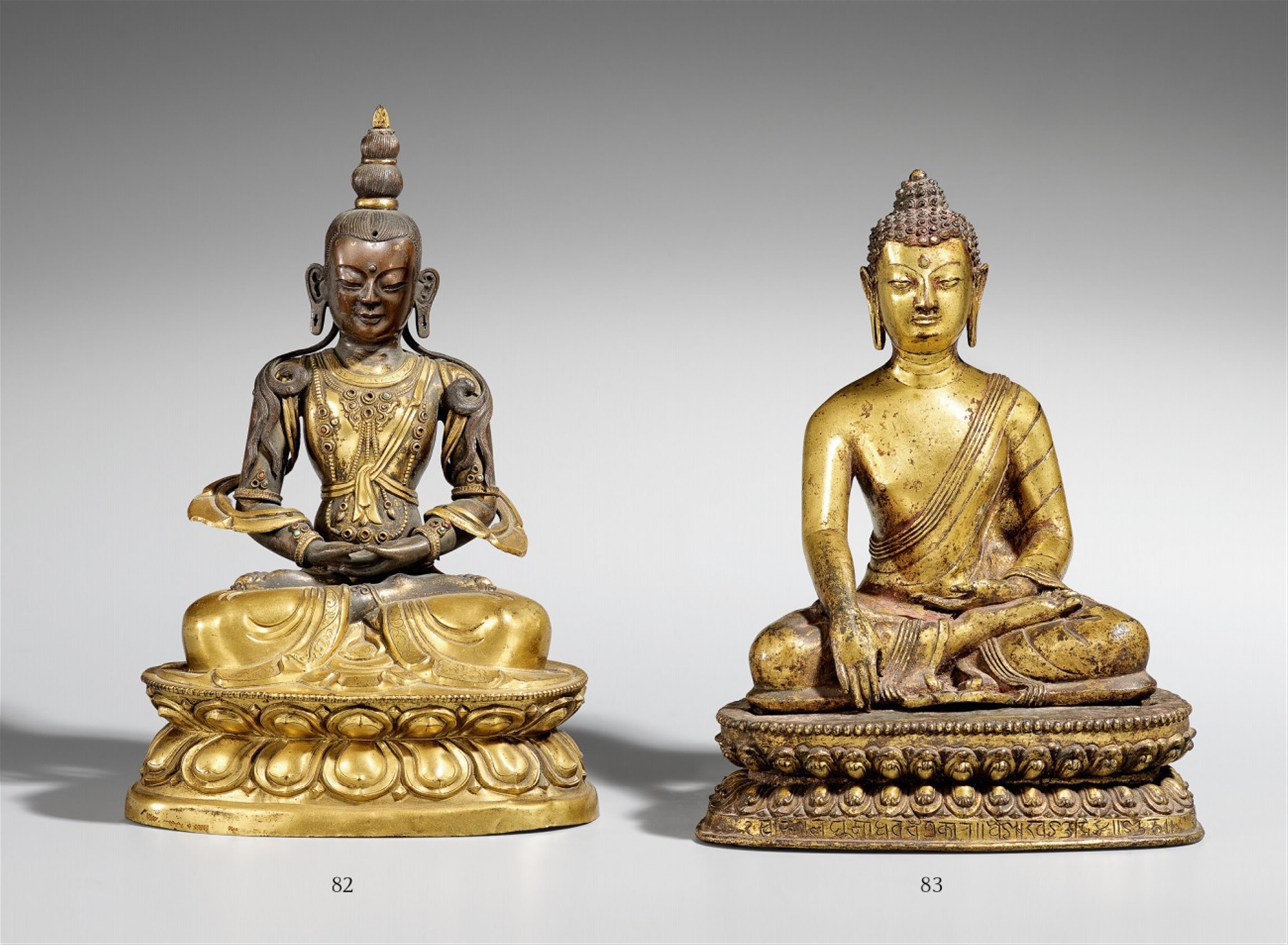 Buddha Amitabha. Repoussé-Kupfer, teilvergoldet. Sinotibetisch. 18./19. Jh. - image-1