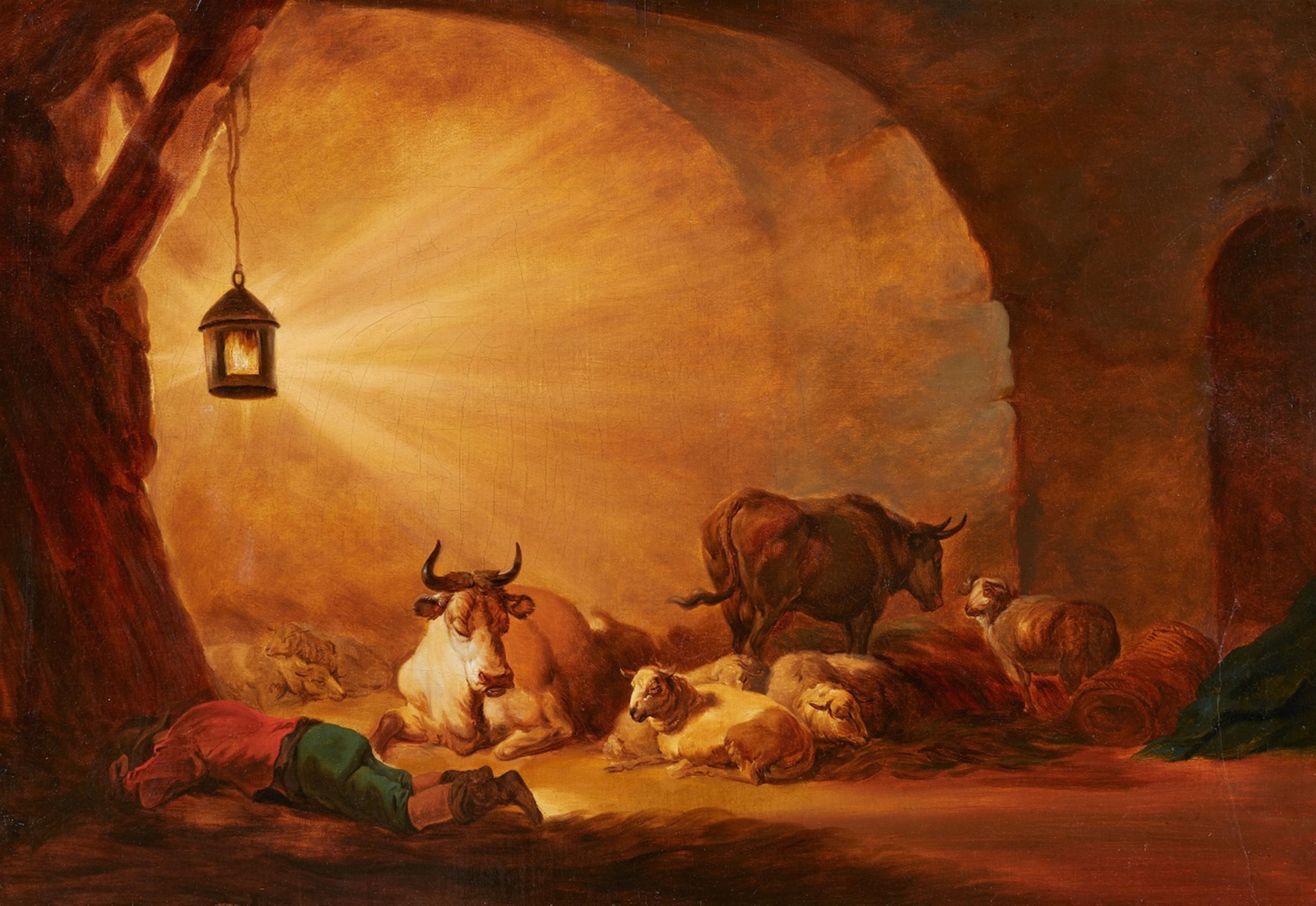 Benjamin Gerritsz Cuyp - Barn Interior with a Sleeping Shepherd - image-1