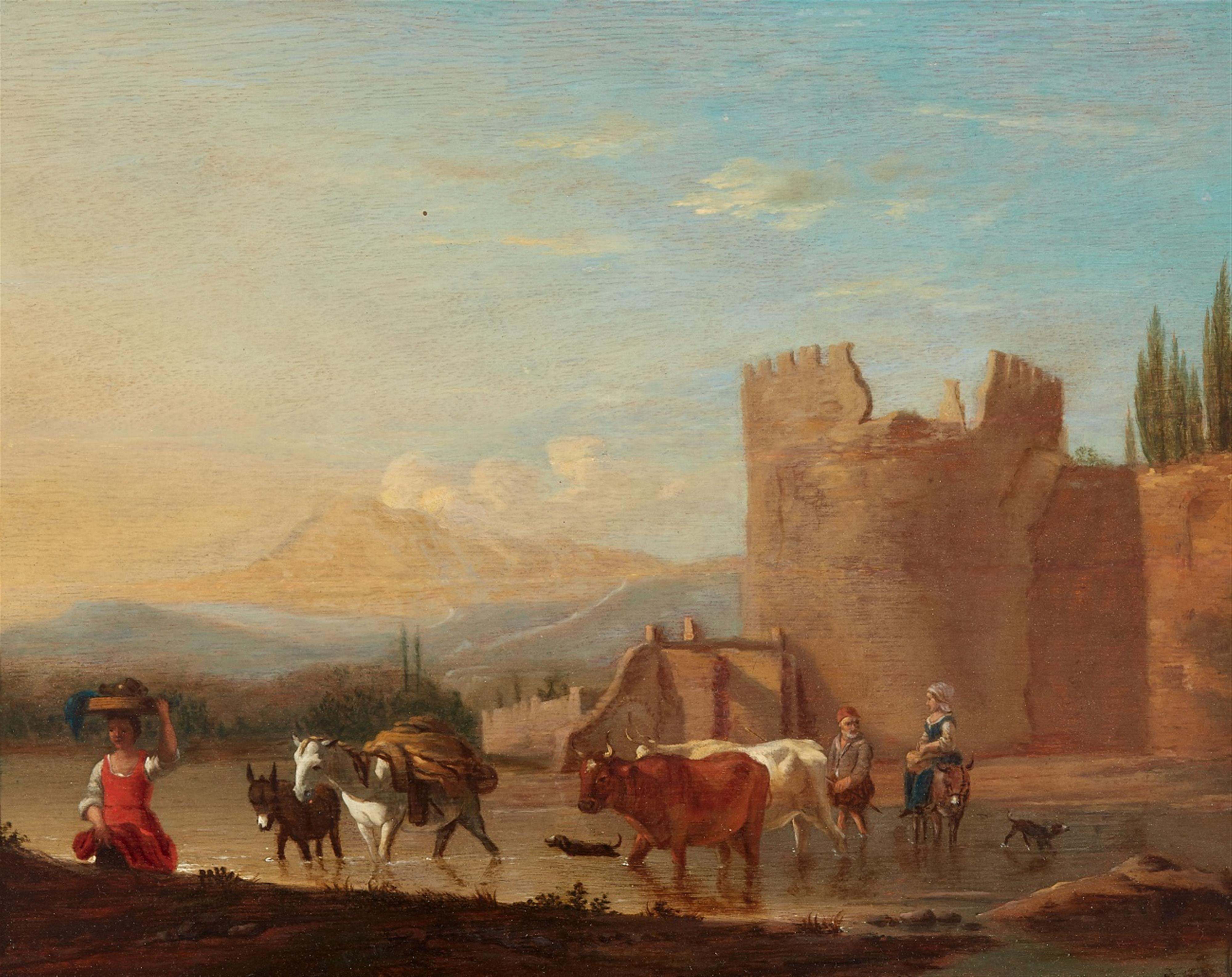 Karel Dujardin, Nachfolge - Südliche Landschaft mit antiken Ruinen und Herde - image-1