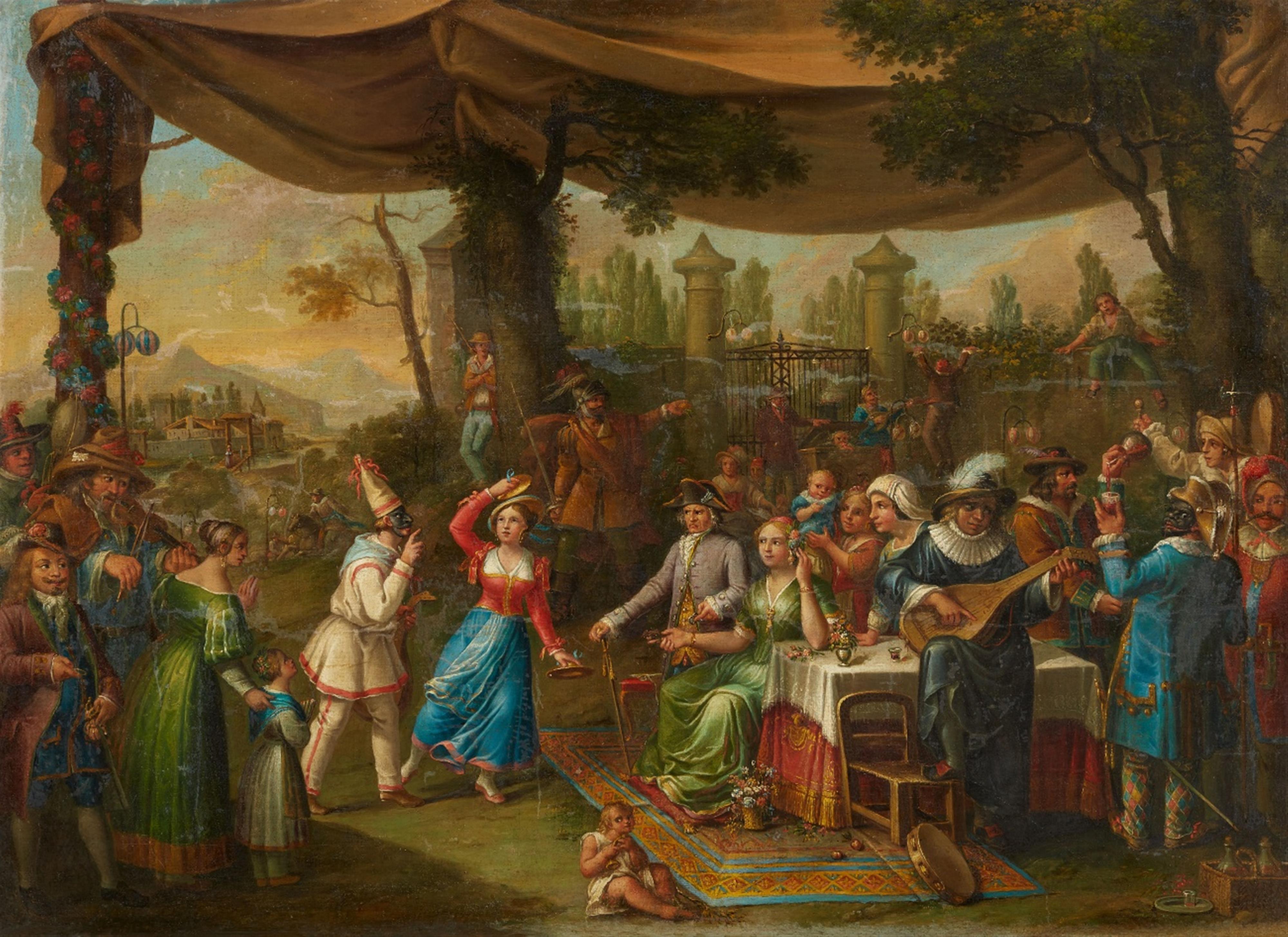 Probably Italian School 18th century - An Outdoor Feast with a Theatrical Performance - image-1
