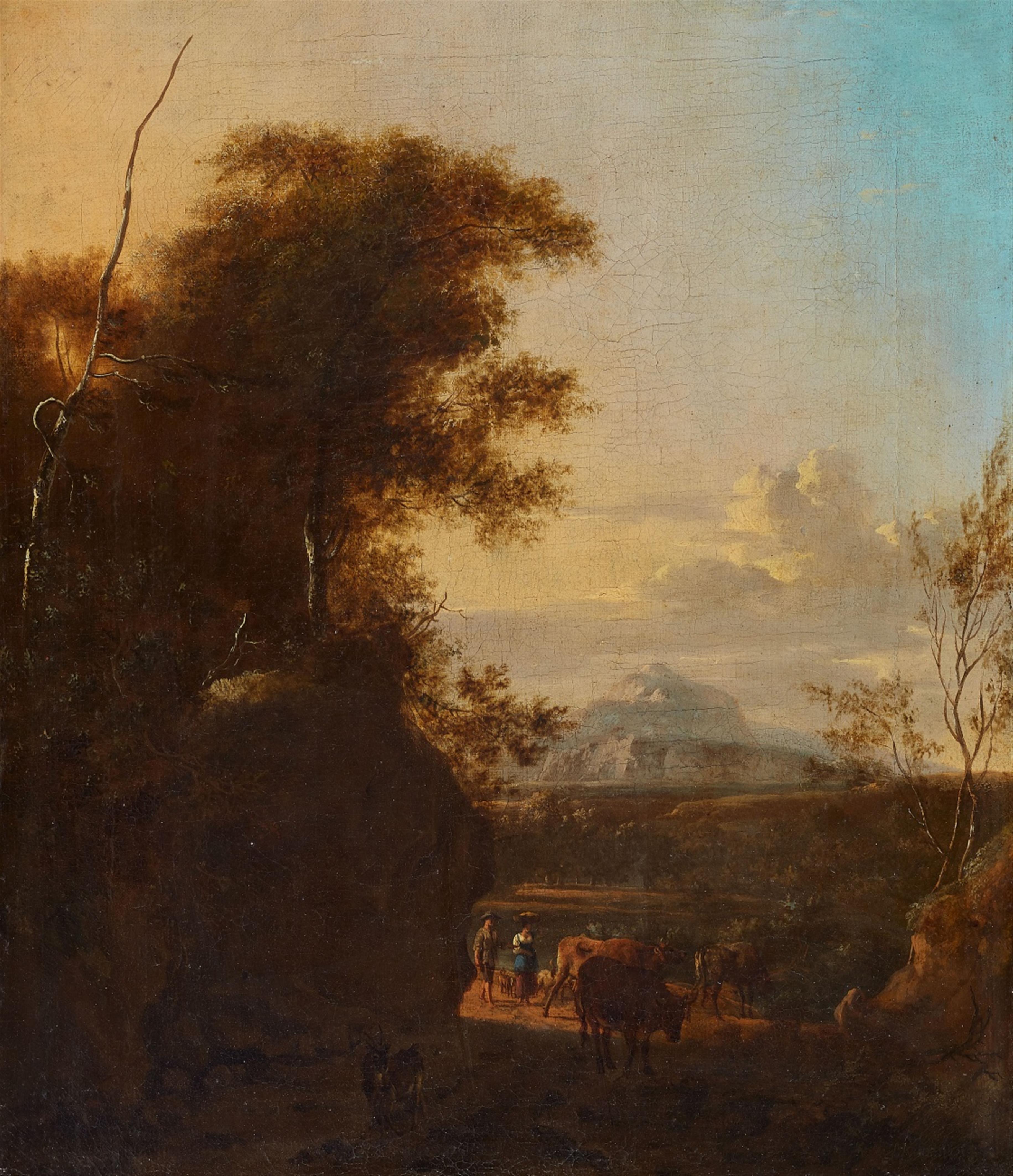Frederik de Moucheron, attributed to - Southern Landscape with Cattle - image-1