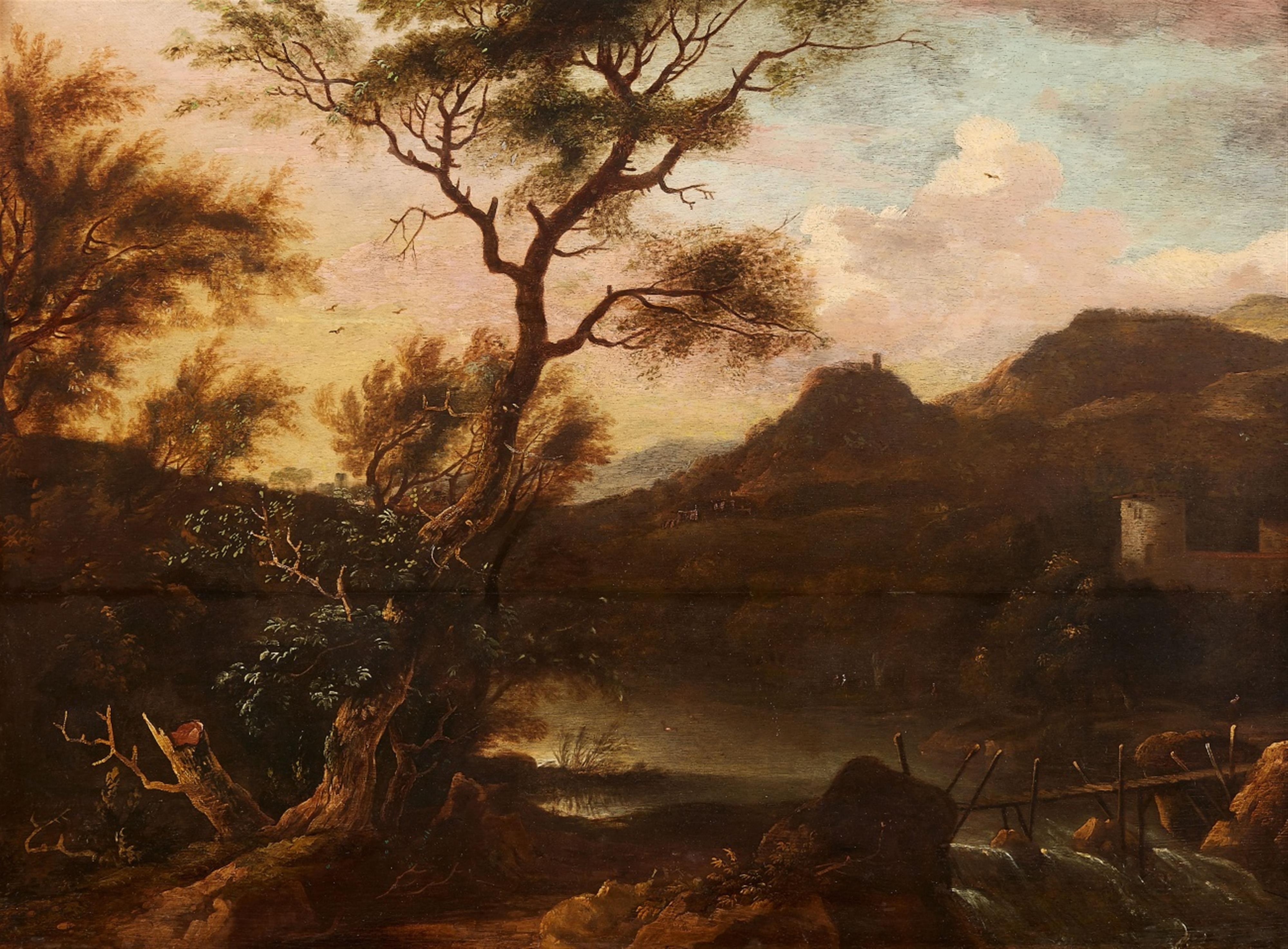 Frederik de Moucheron, follower of - River Landscape with Ruins - image-1