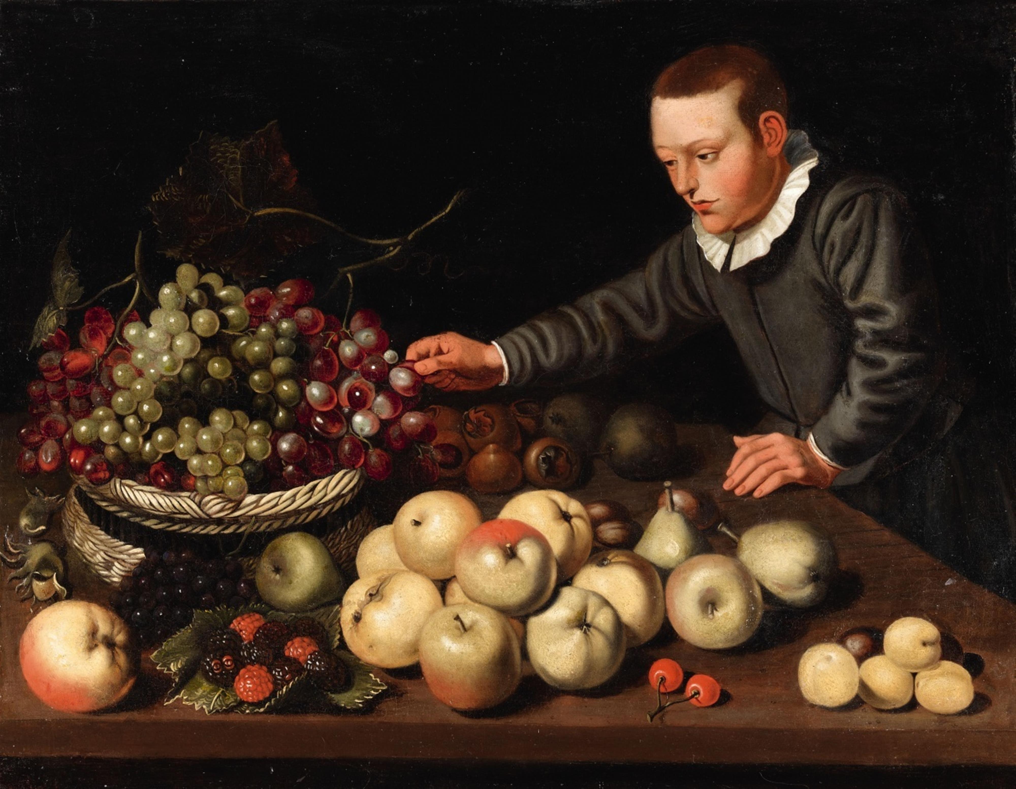 Floris van Schooten - Früchtestillleben mit einem Knaben - image-1