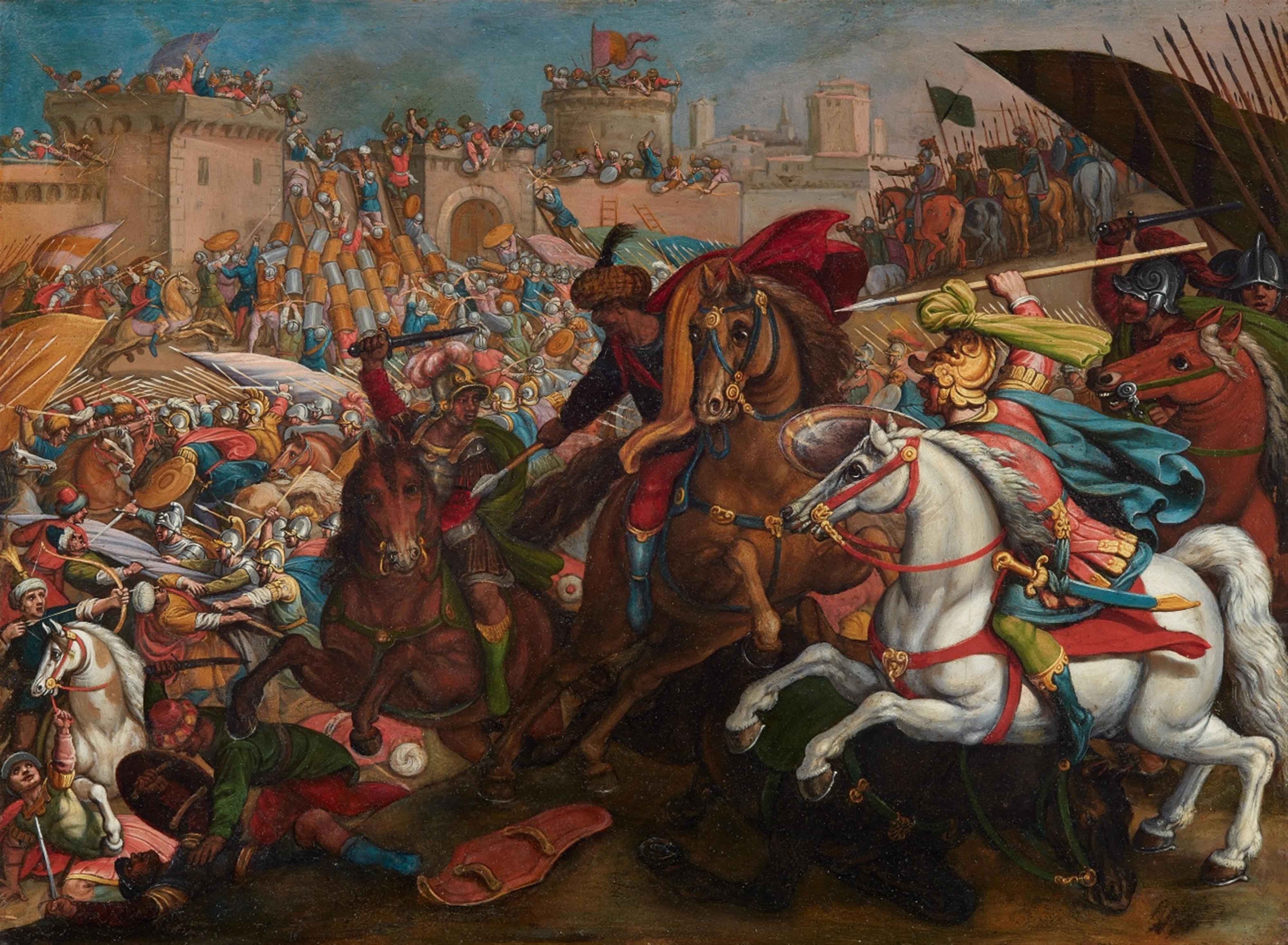 Antonio Tempesta Umkreis oder Werkstatt - Schlachtenszene zwischen Christen und Türken vor den Mauern von Jerusalem - image-1