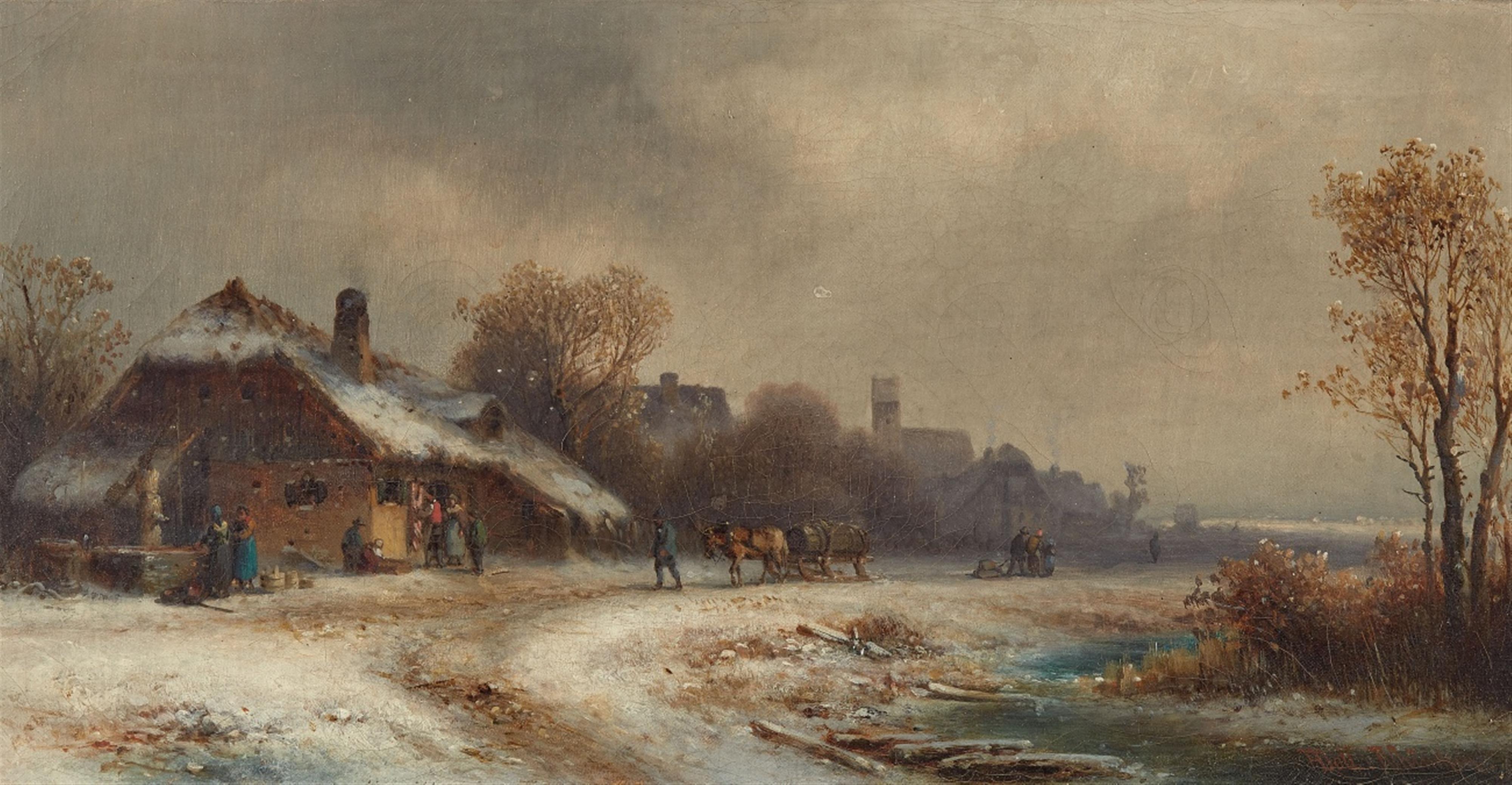 Anton Doll - Winter Landscape with Peasants - image-1