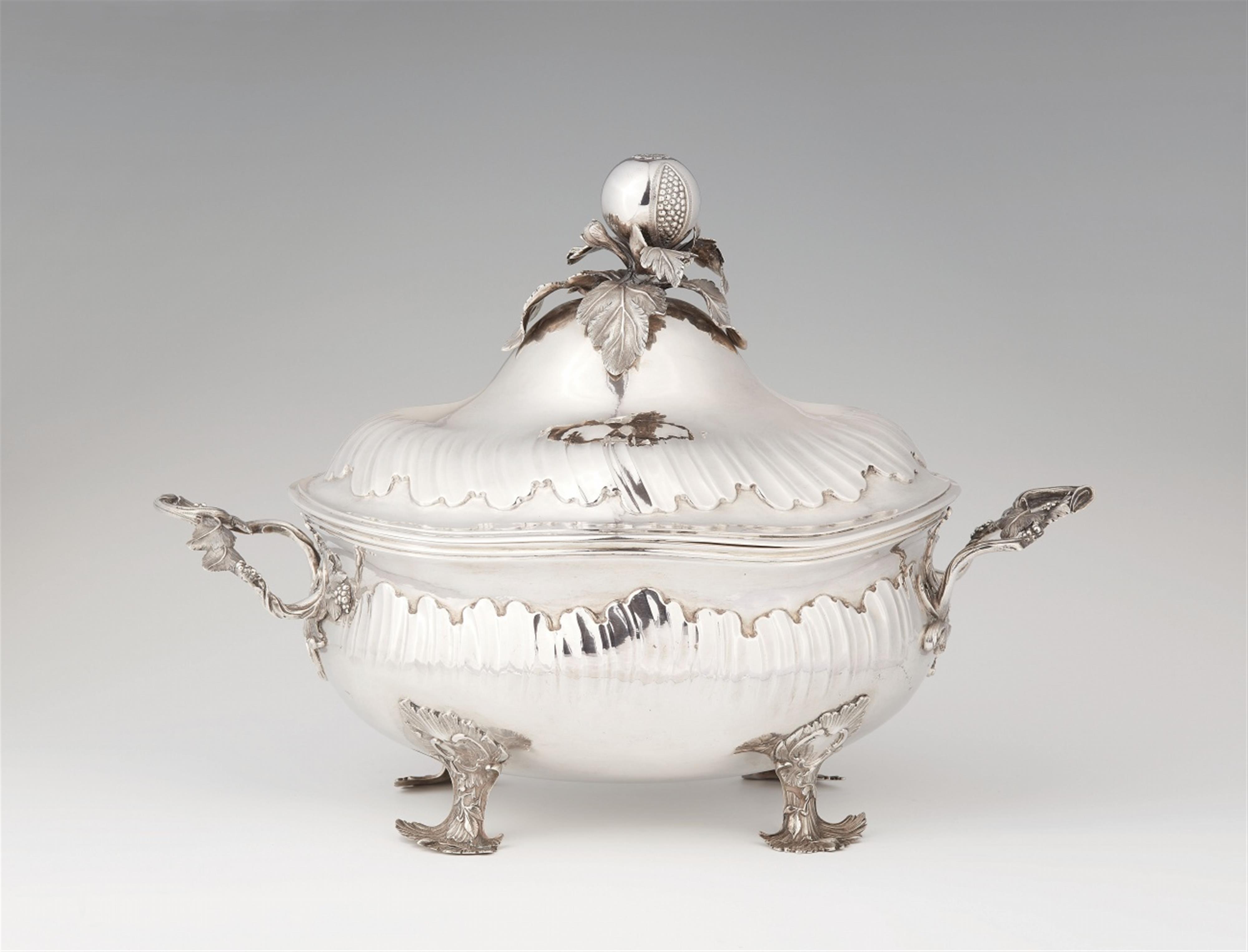 A Berlin rococo partially gilt silver covered tureen. Marks of Gebrüder Müller, ca. 1760. - image-2