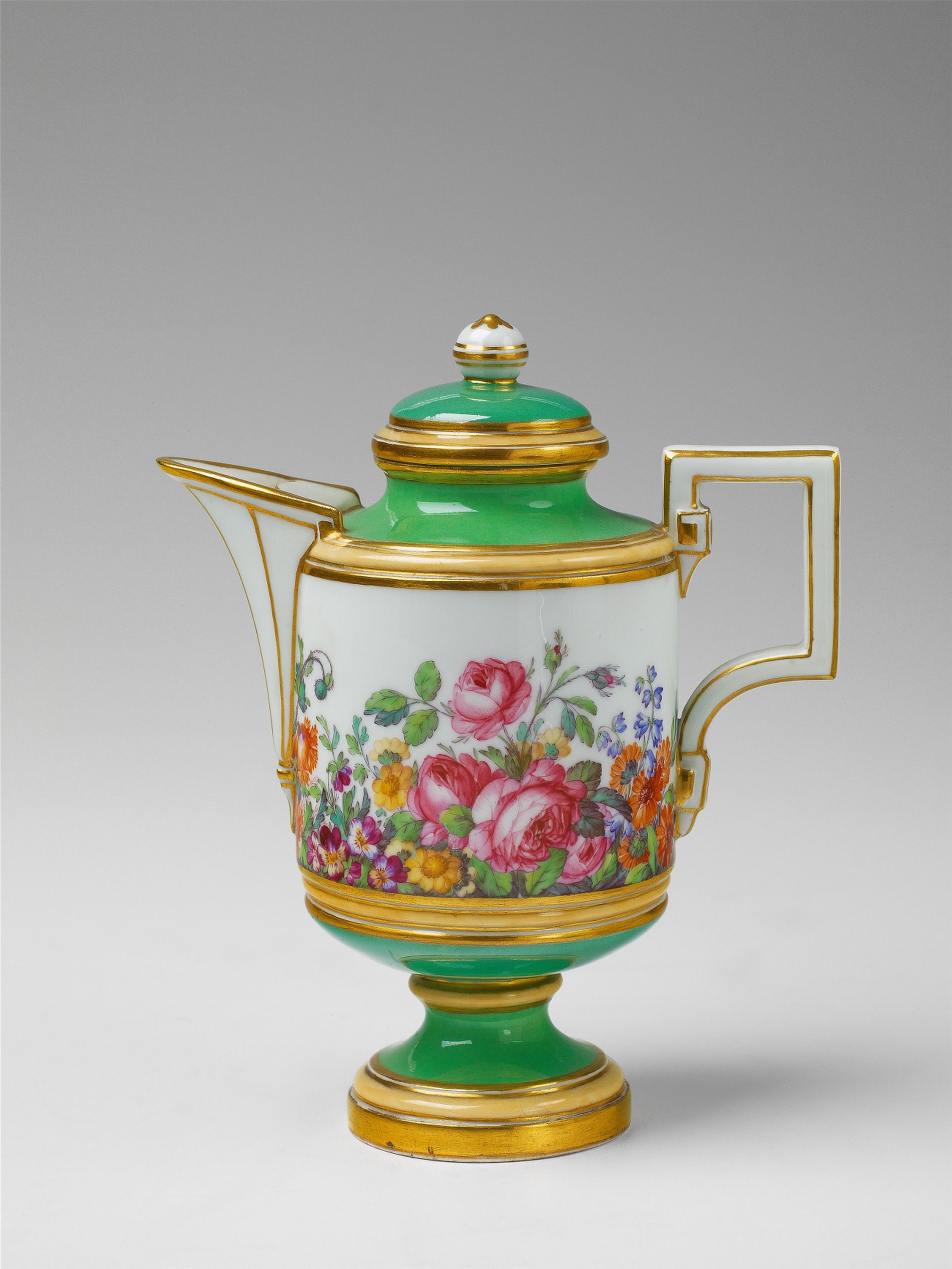 A Berlin KPM porcelain pitcher with "fleurs en terrasse" - image-1