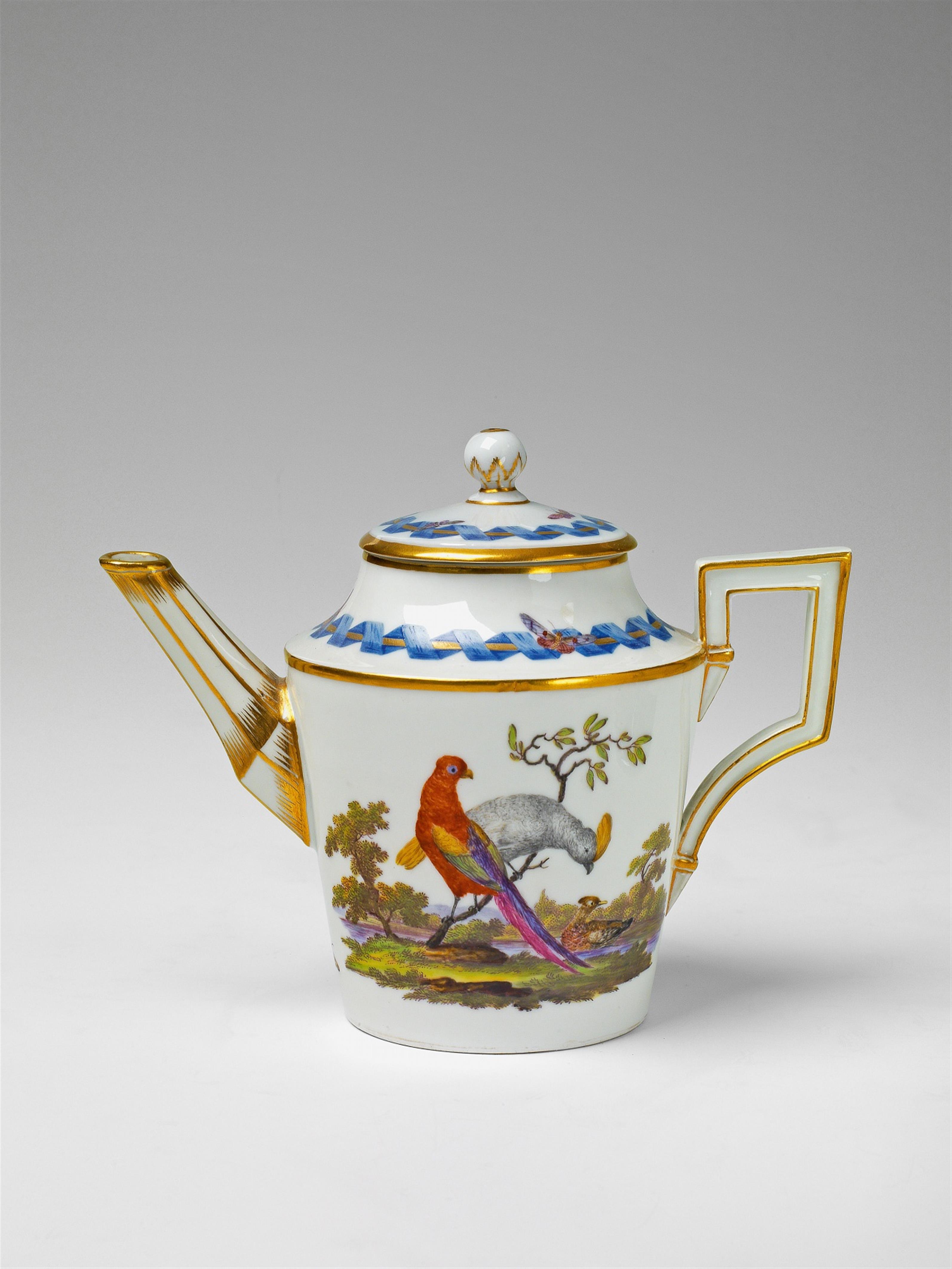 A small Berlin KPM porcelain jug with bird decor - image-1