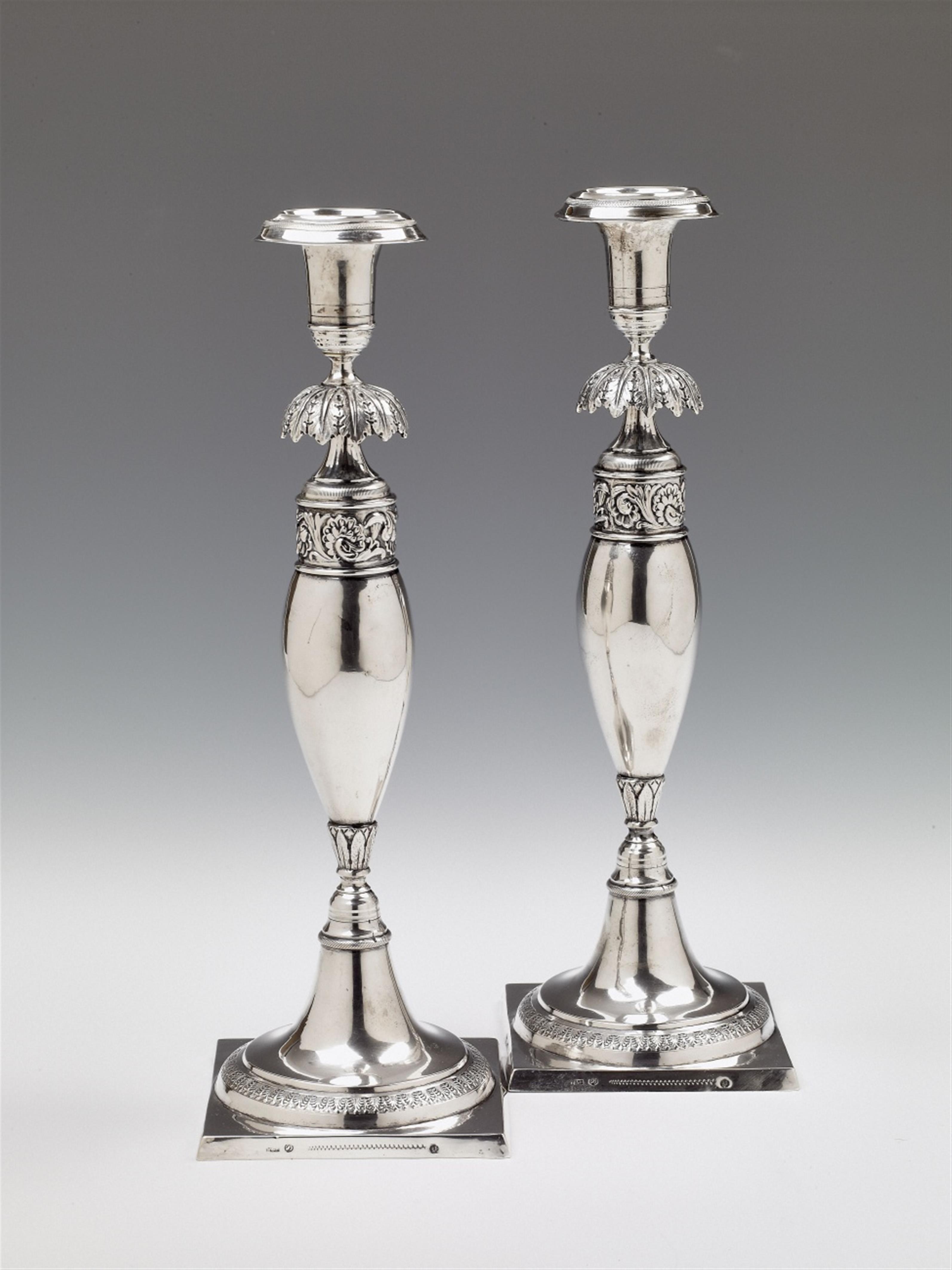 A pair of Berlin silver Biedermeier candlesticks. Unidentified maker's mark "H&B", 1842 - 47. - image-2