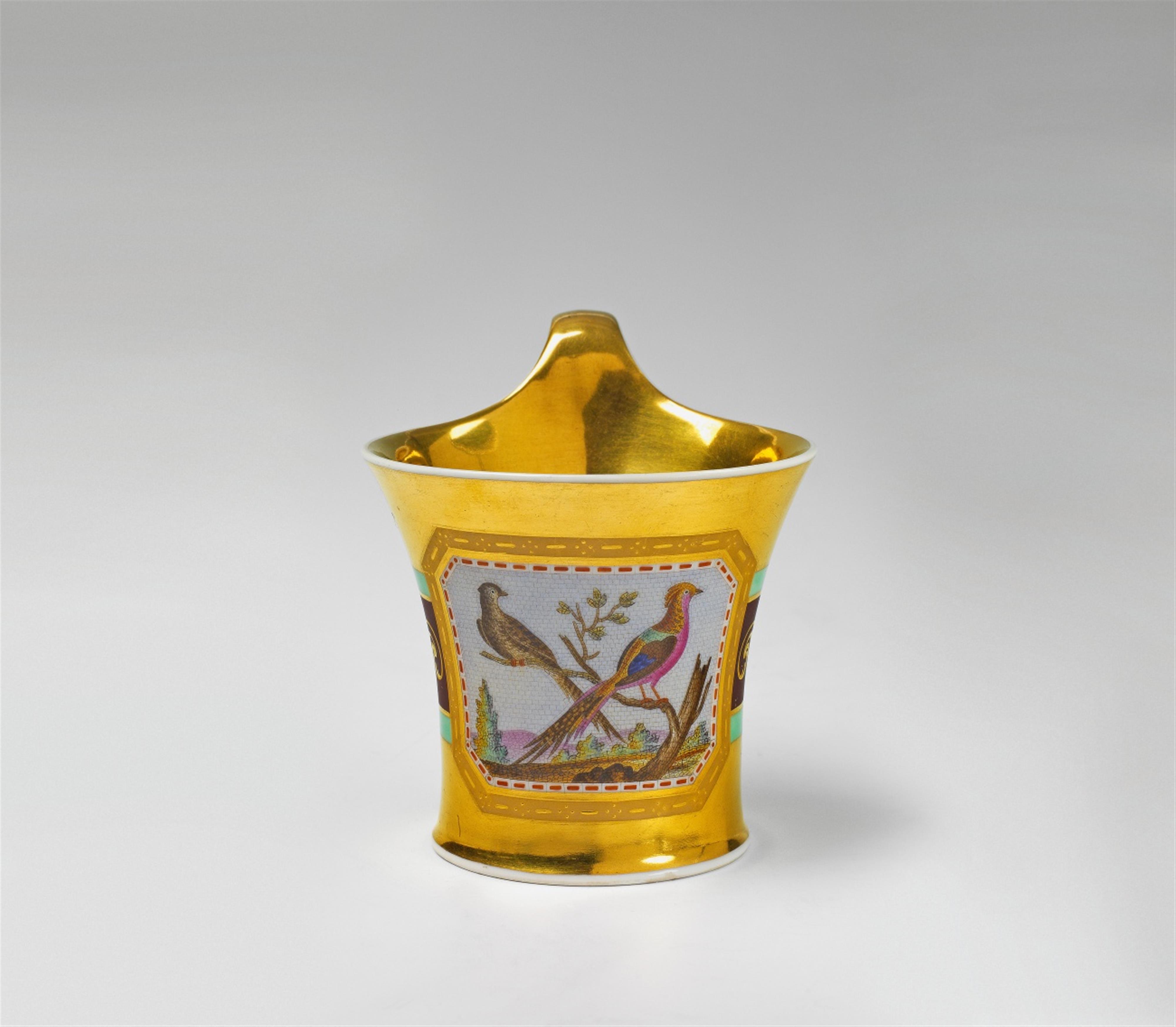 A Berlin KPM porcelain cup and saucer with micromosaic decor - image-1