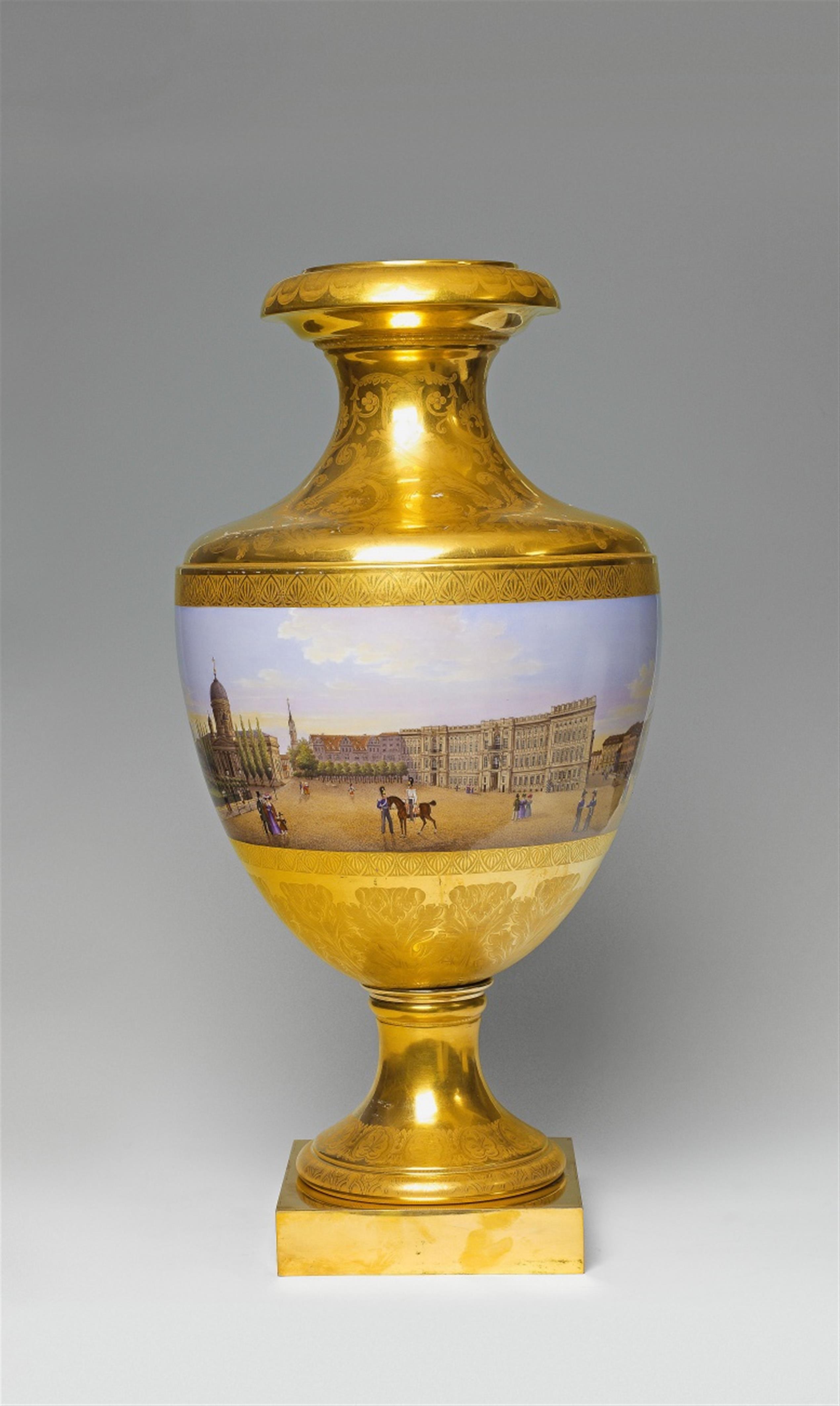 An ormolu mounted Berlin KPM porcelain vase with a view of the Lustgarten - image-1